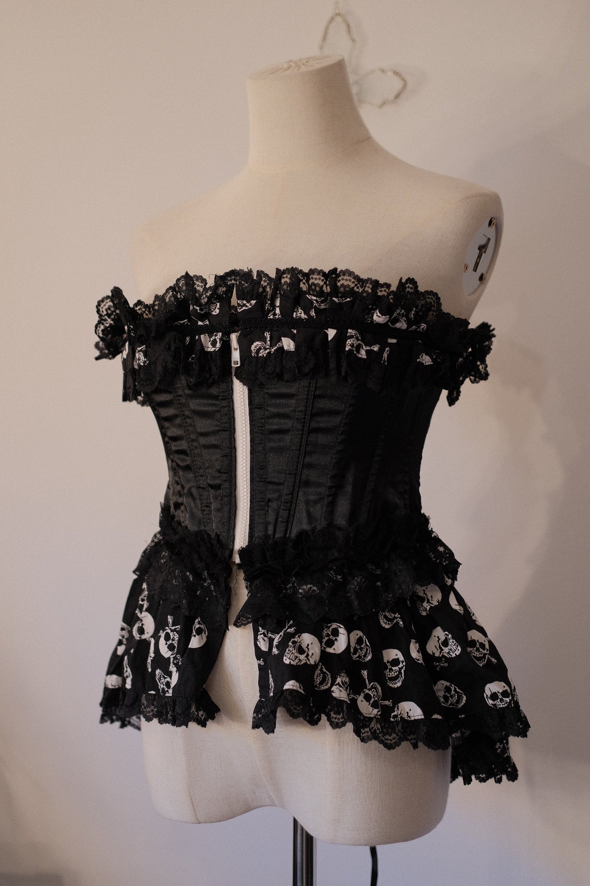 Dangerous Nude Skull Print Corset
