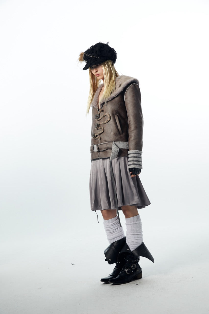 nit alcove 23AW Fur Leather Jacket