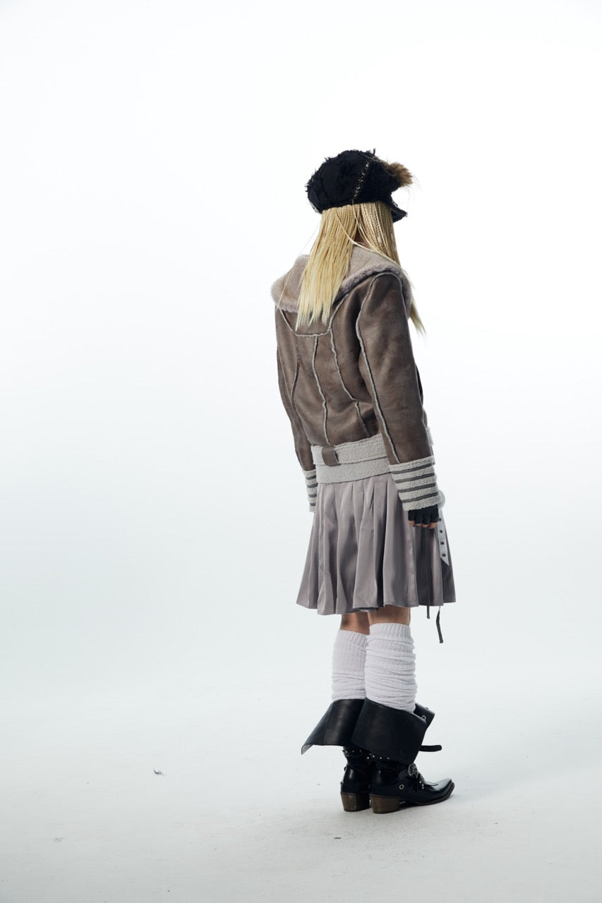 nit alcove 23AW Fur Leather Jacket