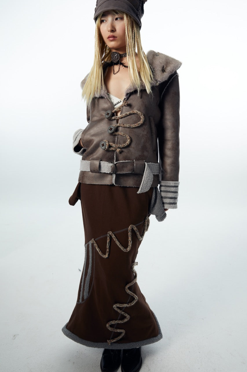 nit alcove 23AW Fur Leather Jacket