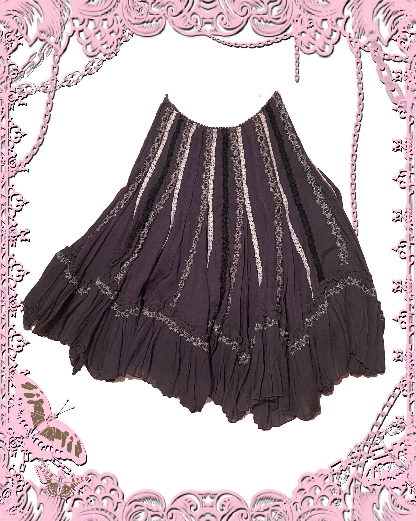 OZZ ON Ruffle Midi Skirt