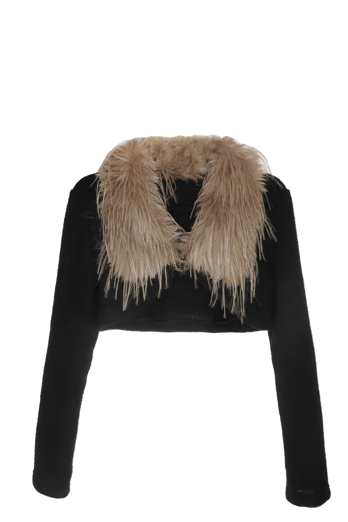 nit alcove 23AW Fur Cropped Cardigan (Black/White)