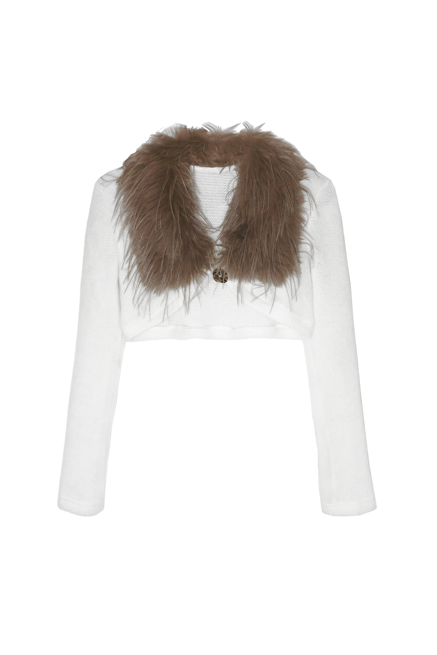 nit alcove 23AW Fur Cropped Cardigan (Black/White)