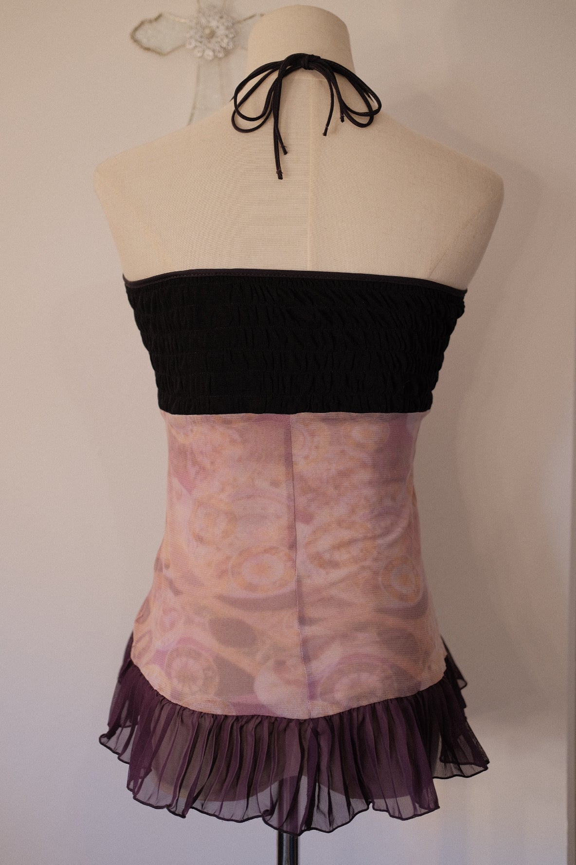OZZ ON Purple Lace Halter Top