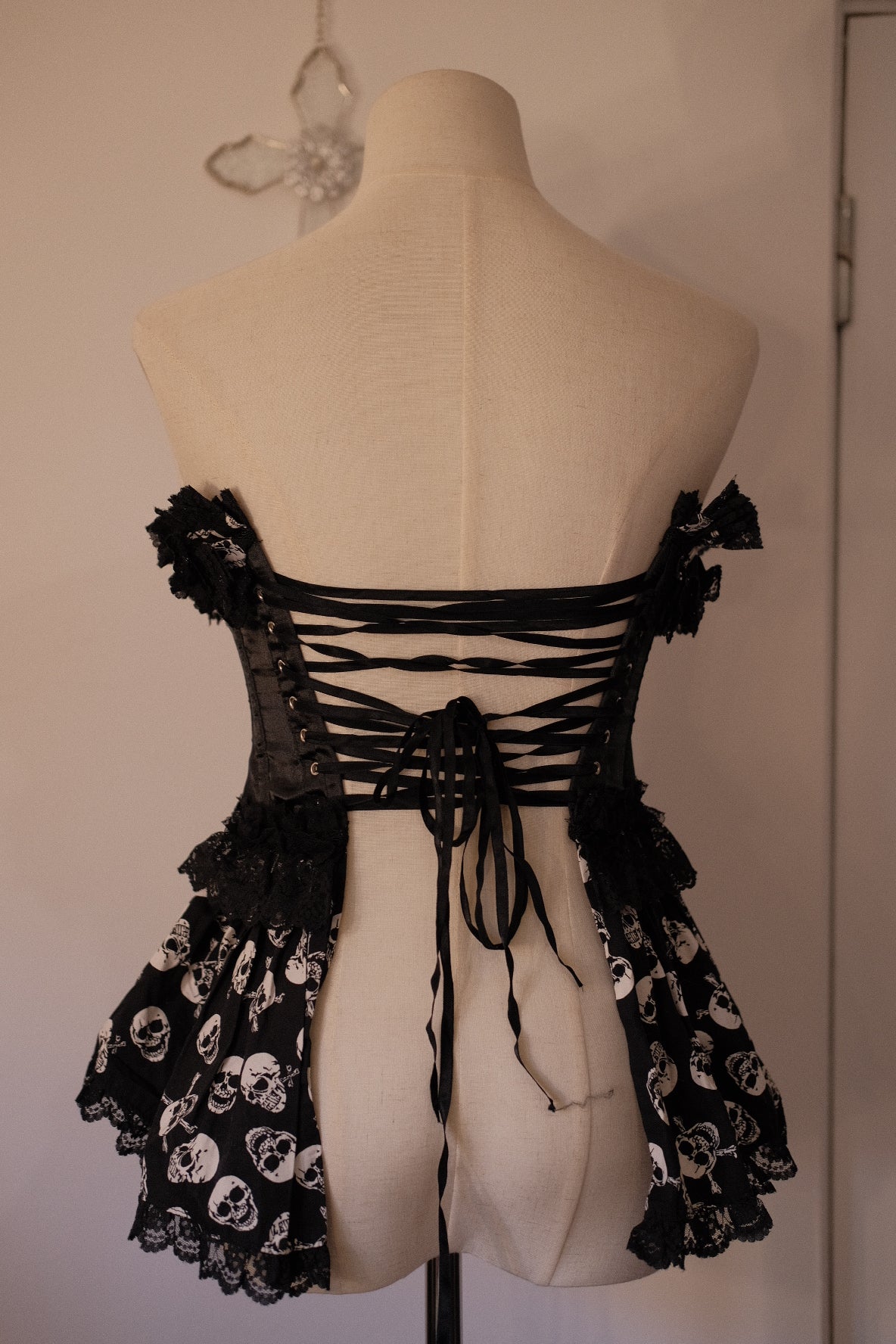 Dangerous Nude Skull Print Corset