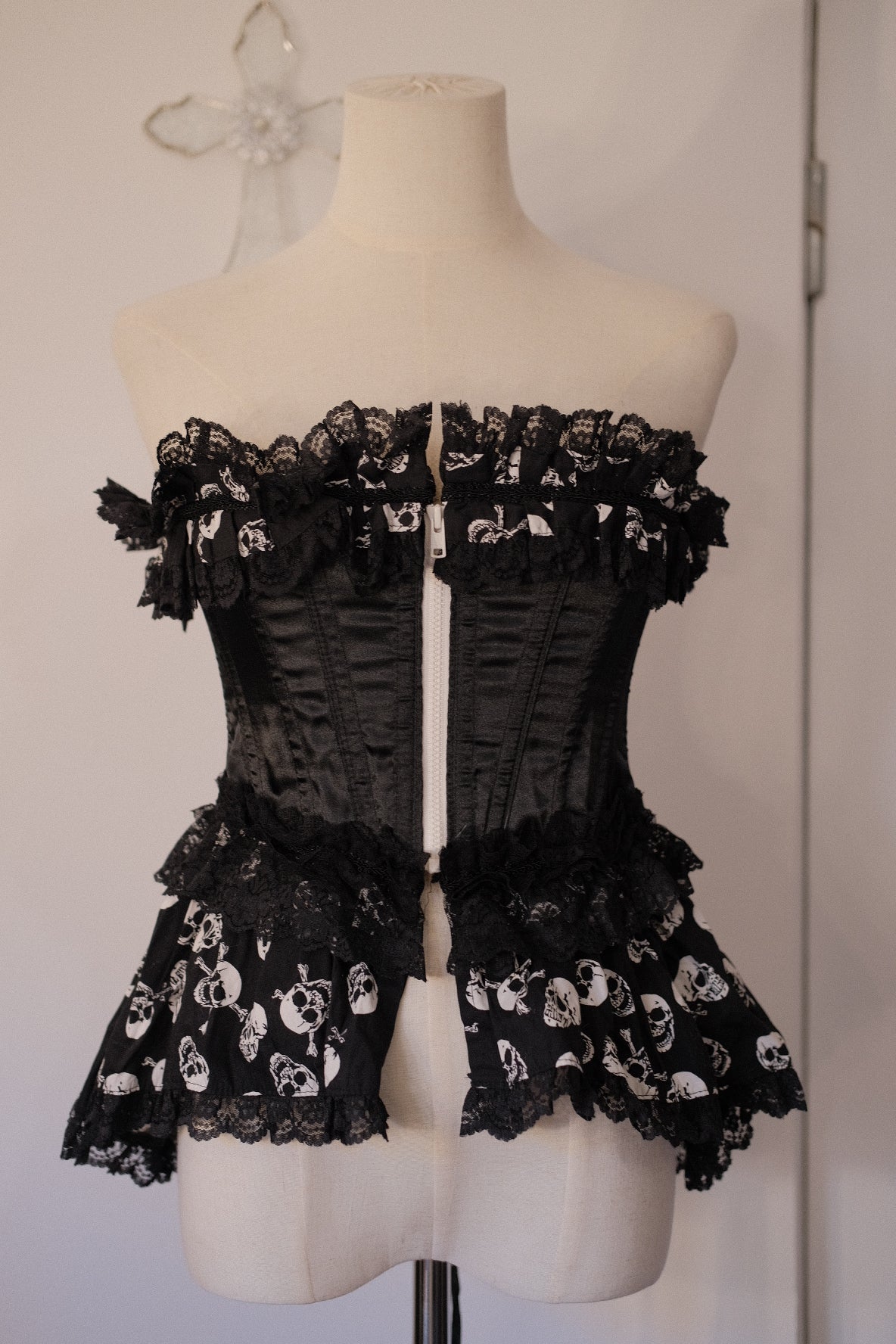Dangerous Nude Skull Print Corset