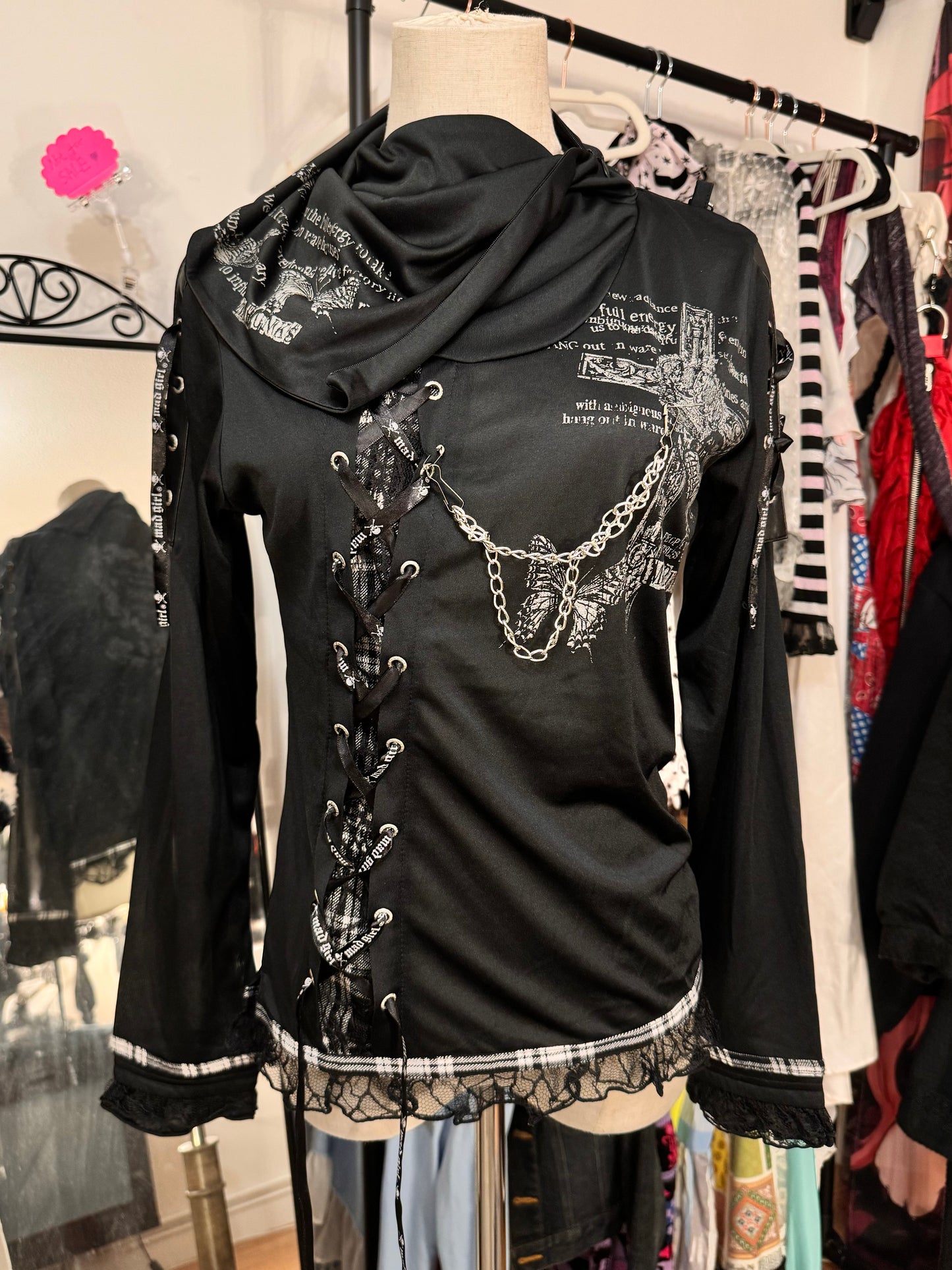Mad Punks Lace Up High-Neck Top