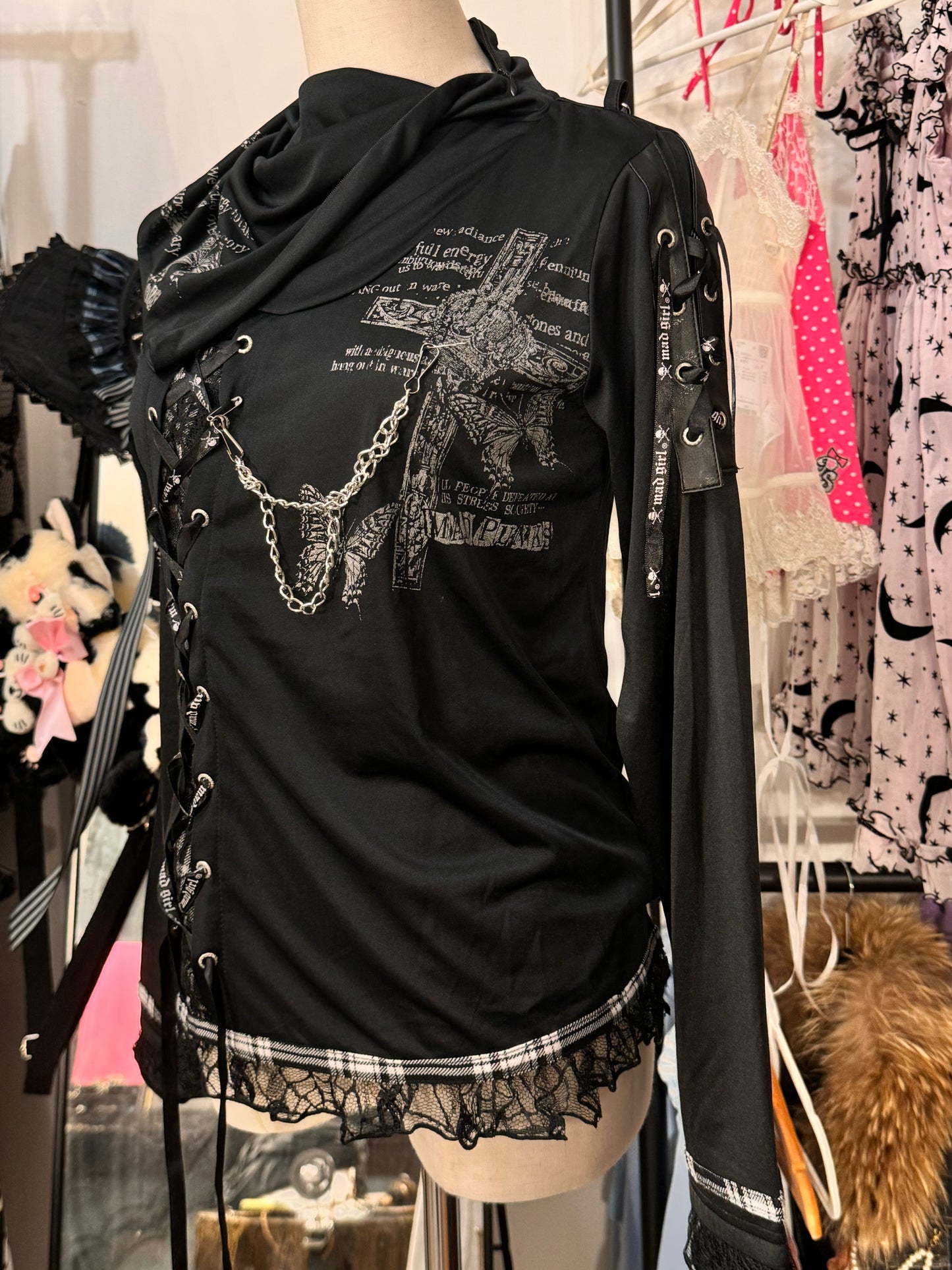 Mad Punks Lace Up High-Neck Top