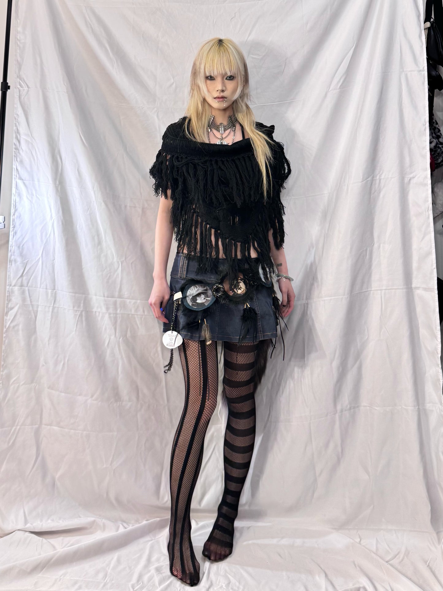 Moonage Devilment Tassel Scarf with Hood