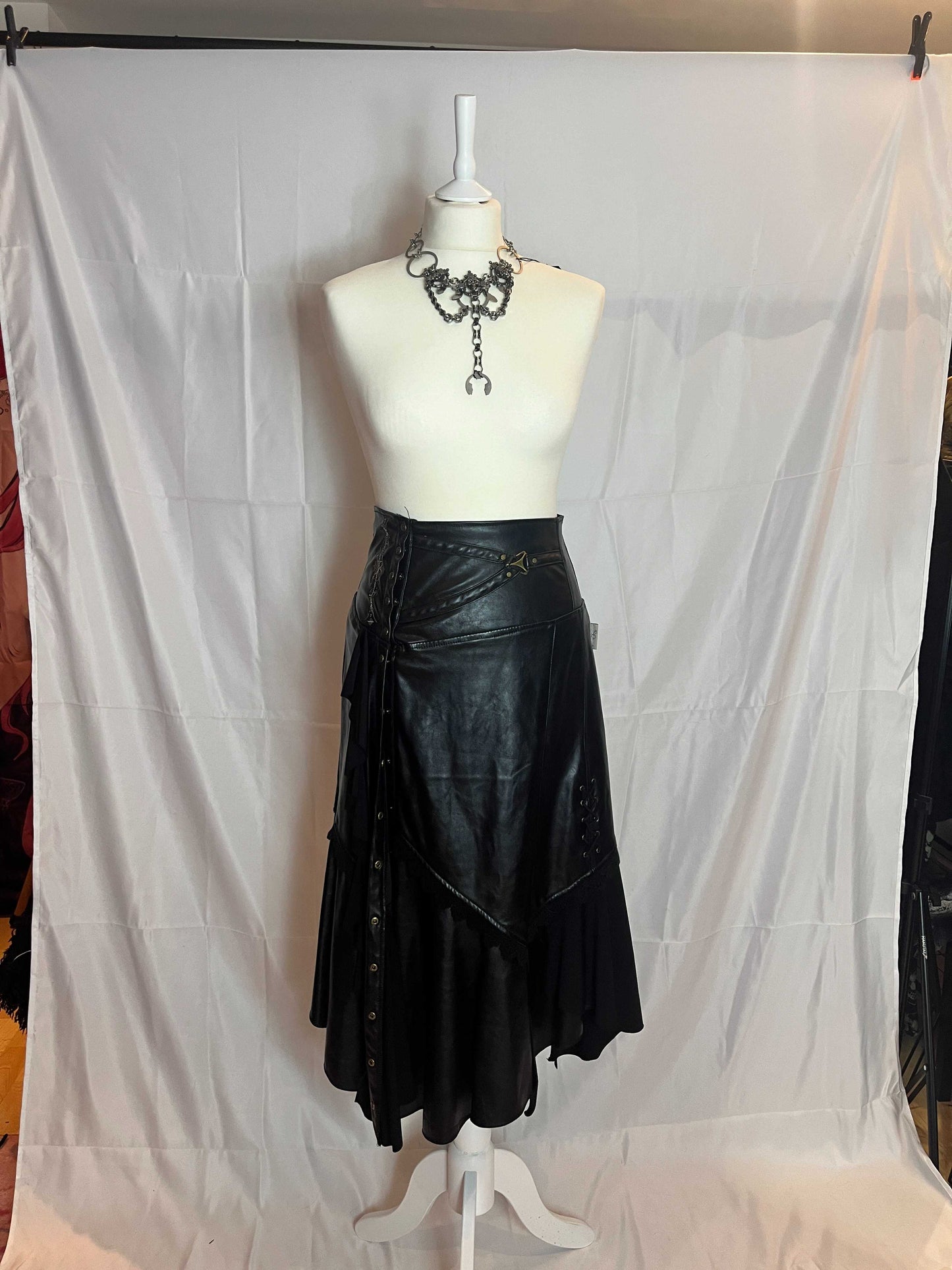OZZ ON Rozen Kavalier Leather Midi Skirt
