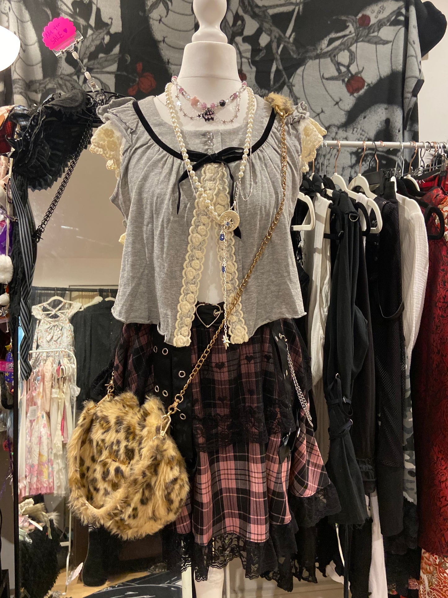 ACDC RAG Heart Lace Plaid Skirt