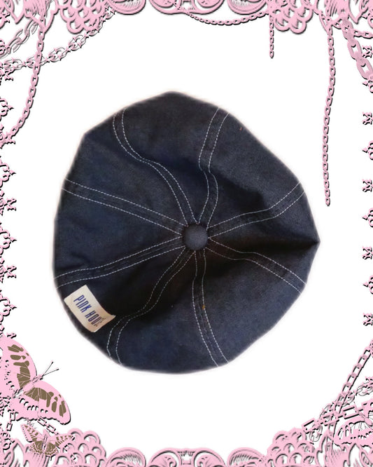 pink house Denim Beret Hat