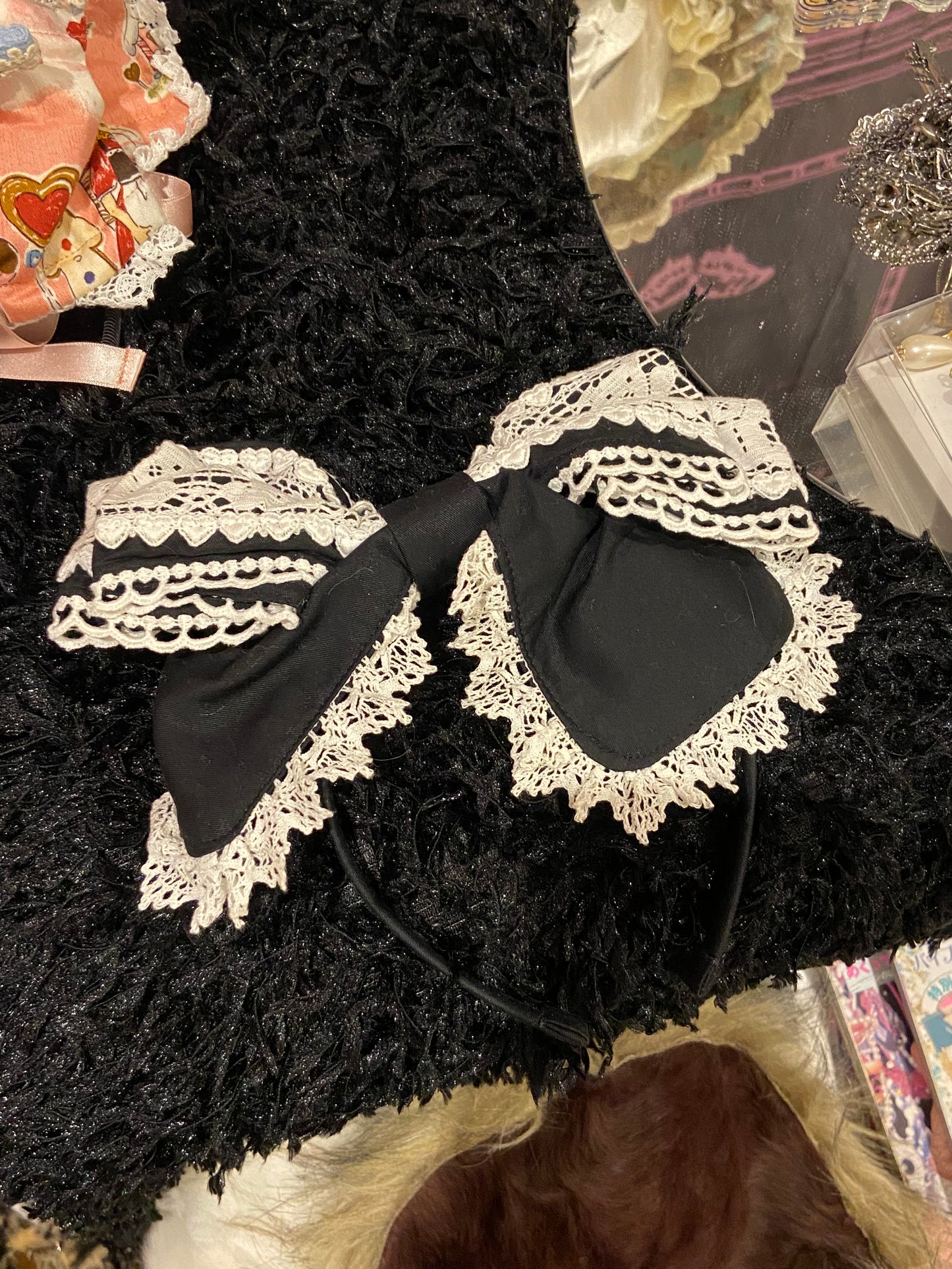 Baby the Stars Shine Bright Black Lace Bow Headband