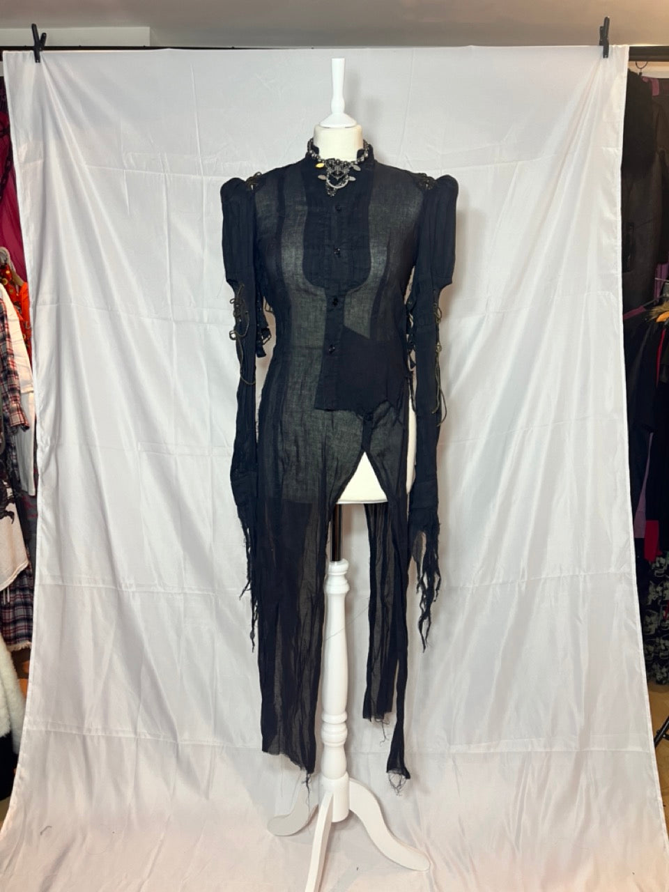 alice auaa Lace Up Black Mesh Shirt
