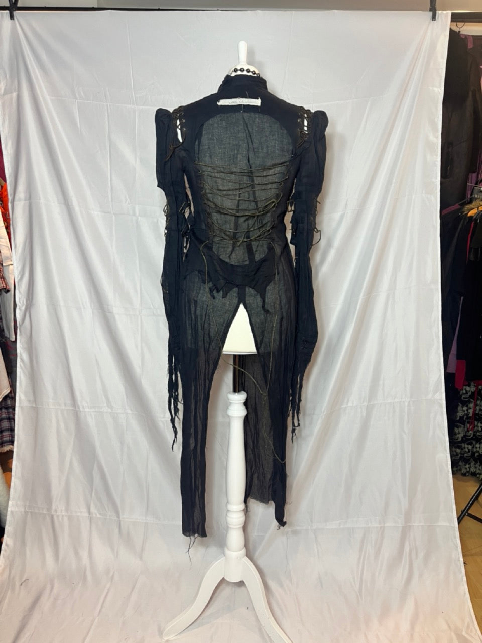 alice auaa Lace Up Black Mesh Shirt