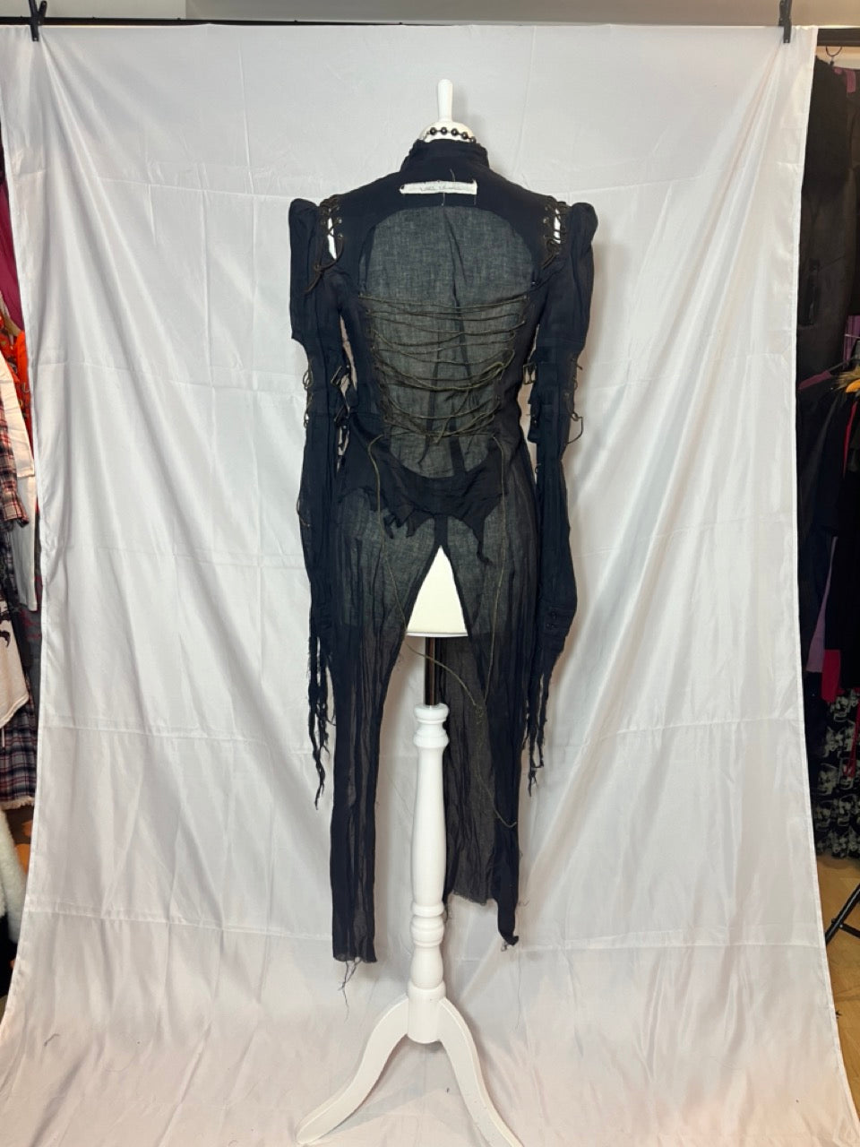 alice auaa Lace Up Black Mesh Shirt