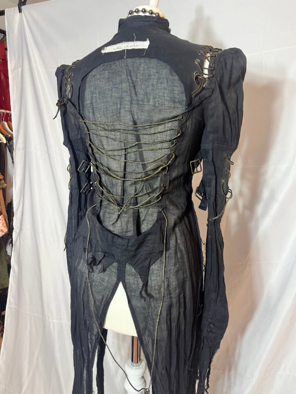 alice auaa Lace Up Black Mesh Shirt