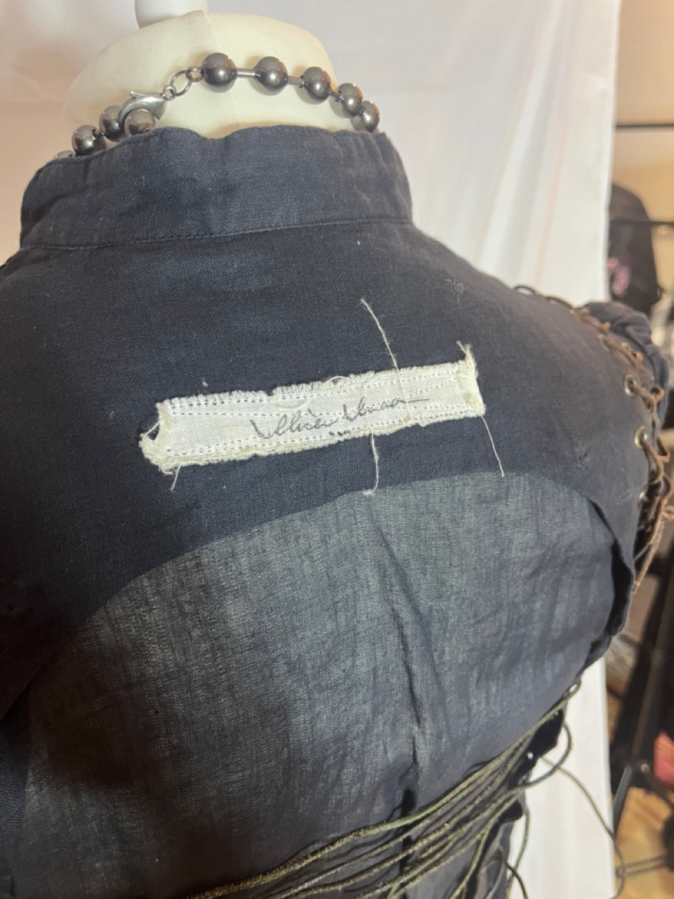 alice auaa Lace Up Black Mesh Shirt