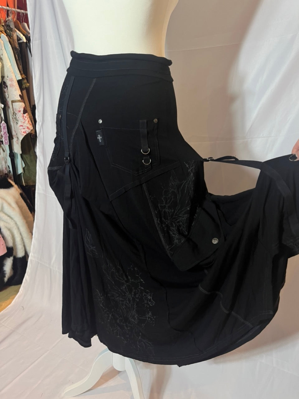 OZZ Croce Black Multi Layer Maxi Skirt