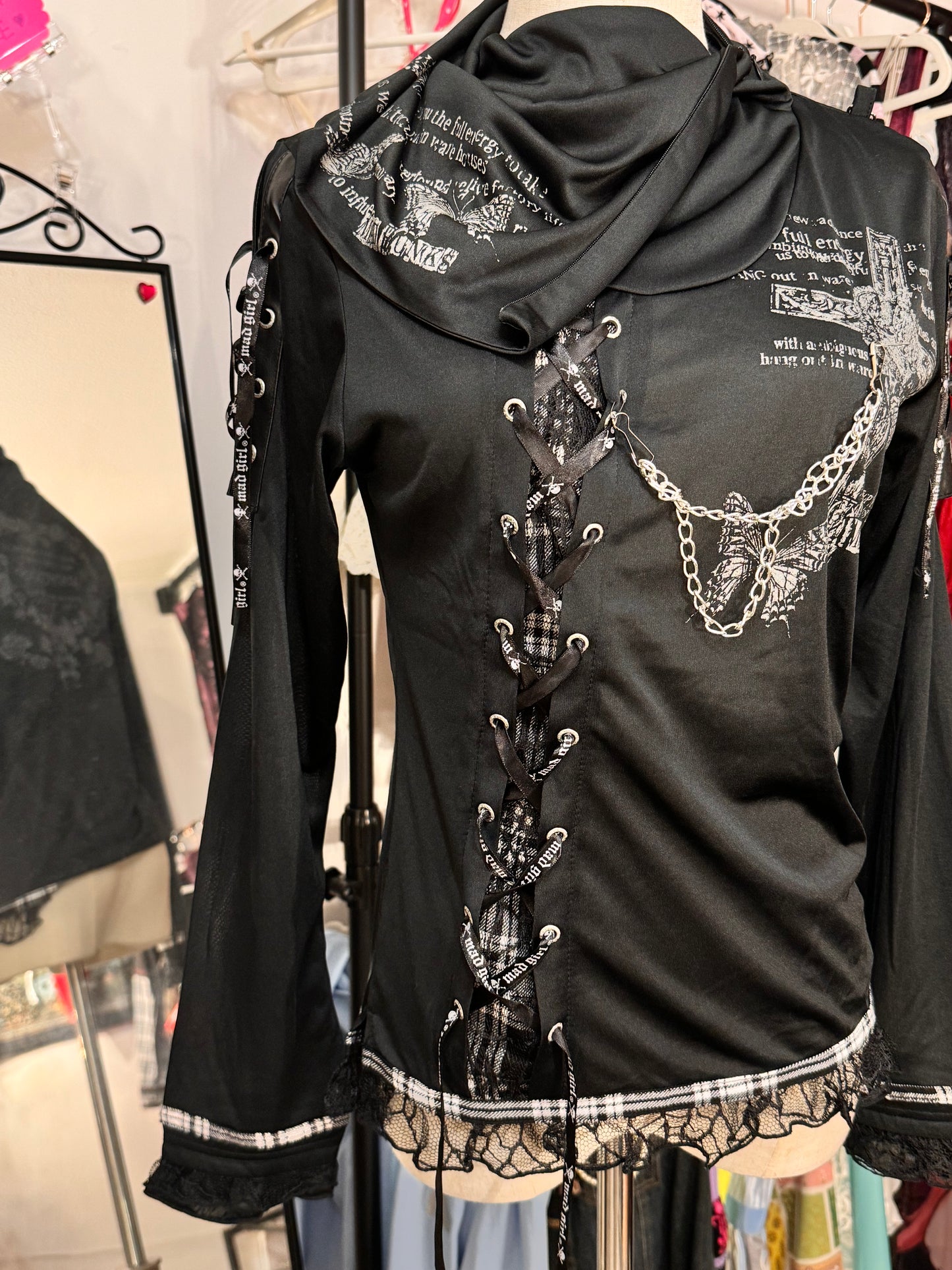 Mad Punks Lace Up High-Neck Top