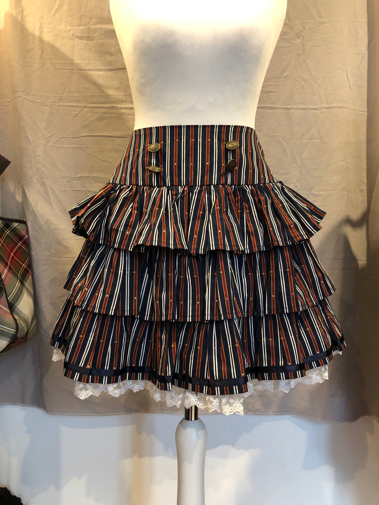 Putumayo Multi-Layers Mesh Stripe Skirt