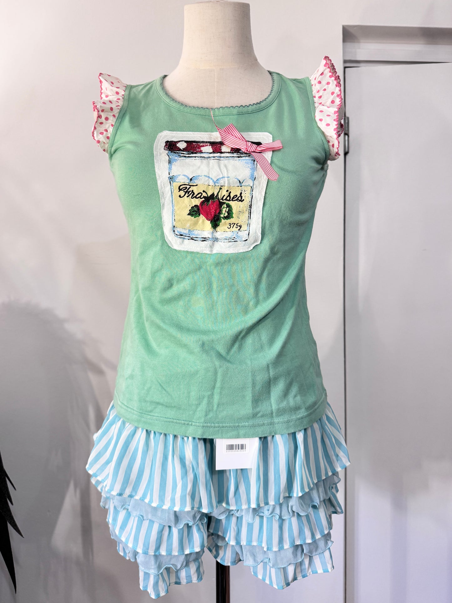 Graphic Print Ruffle Tank Top and Shorts Set