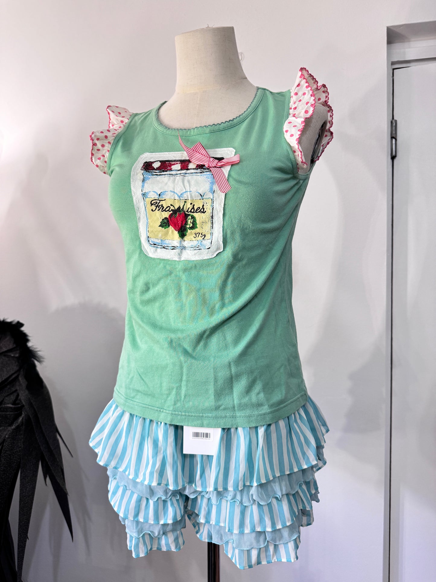 Graphic Print Ruffle Tank Top and Shorts Set