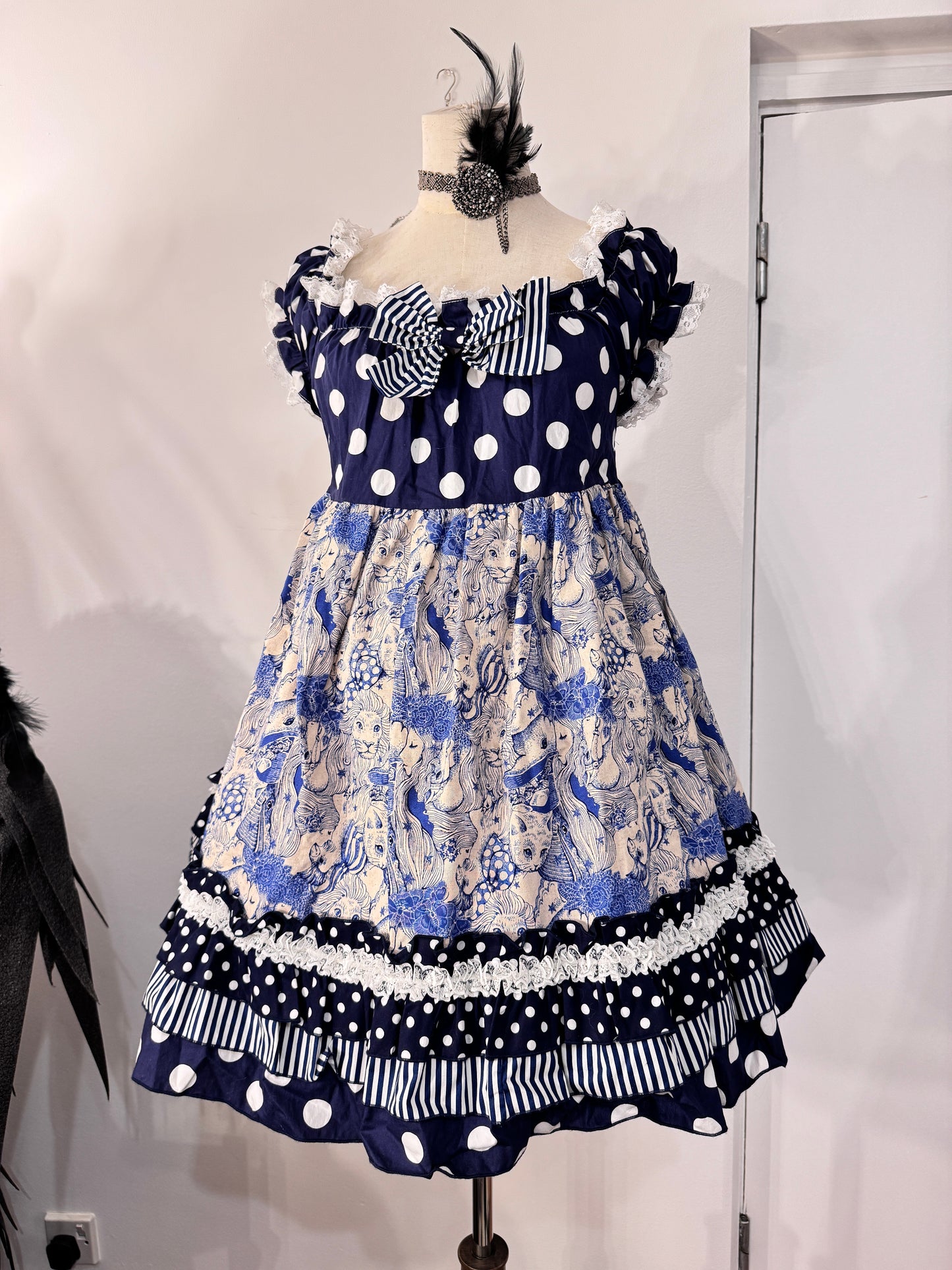 Dangerous Nude Dots Print Ruffle Dress