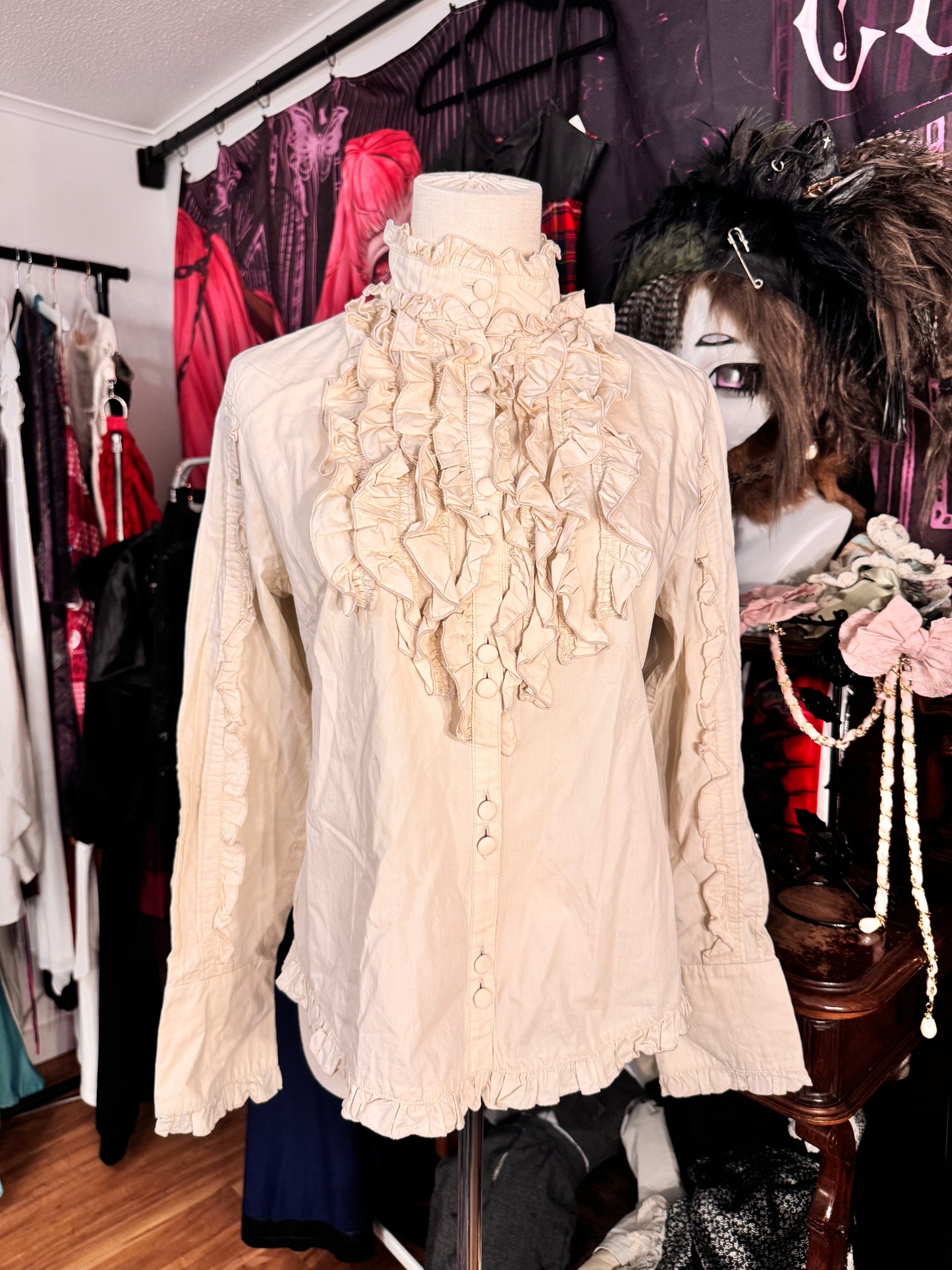 Axes Femme Ruffle Button-Up Shirt
