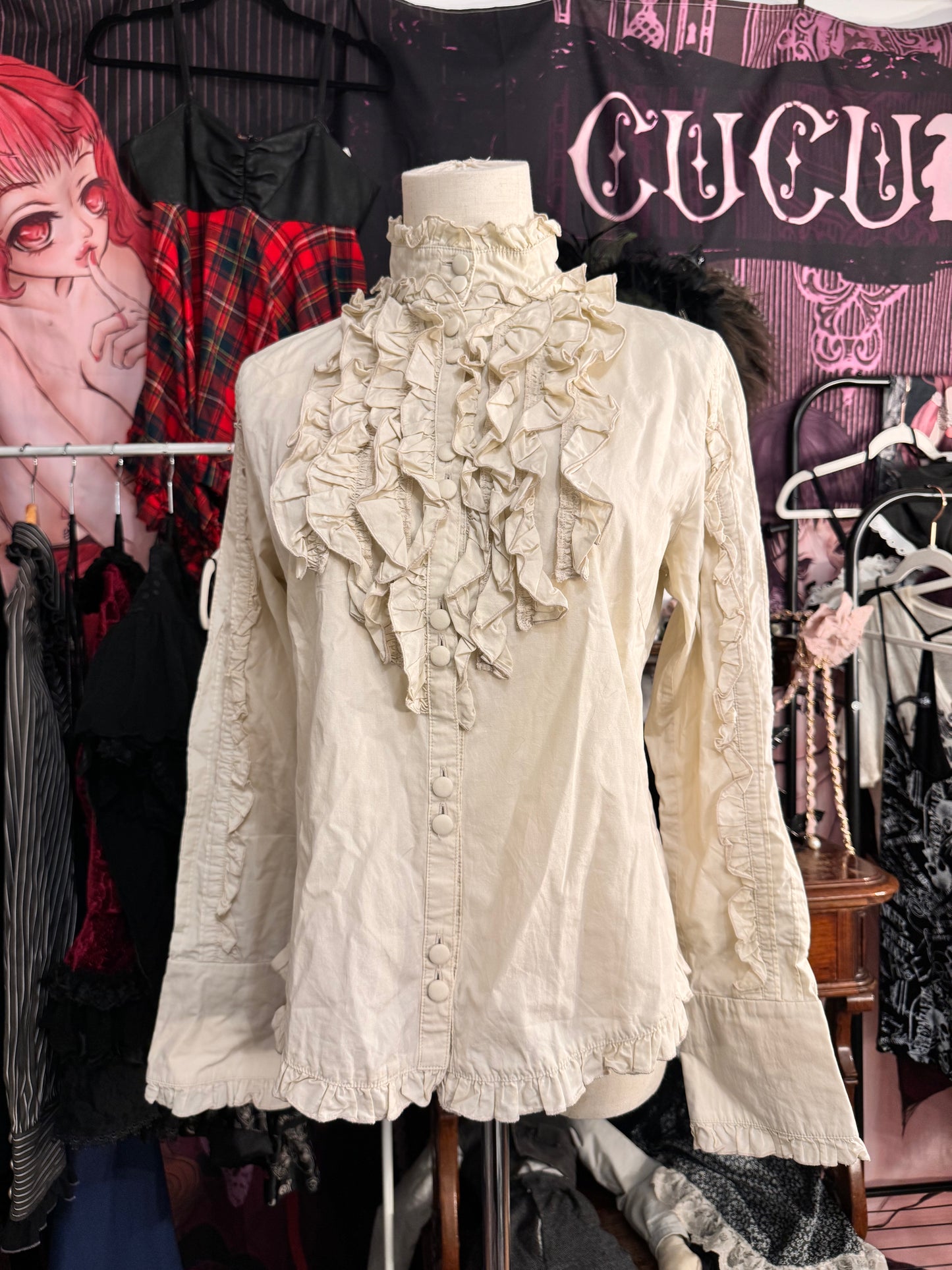Axes Femme Ruffle Button-Up Shirt