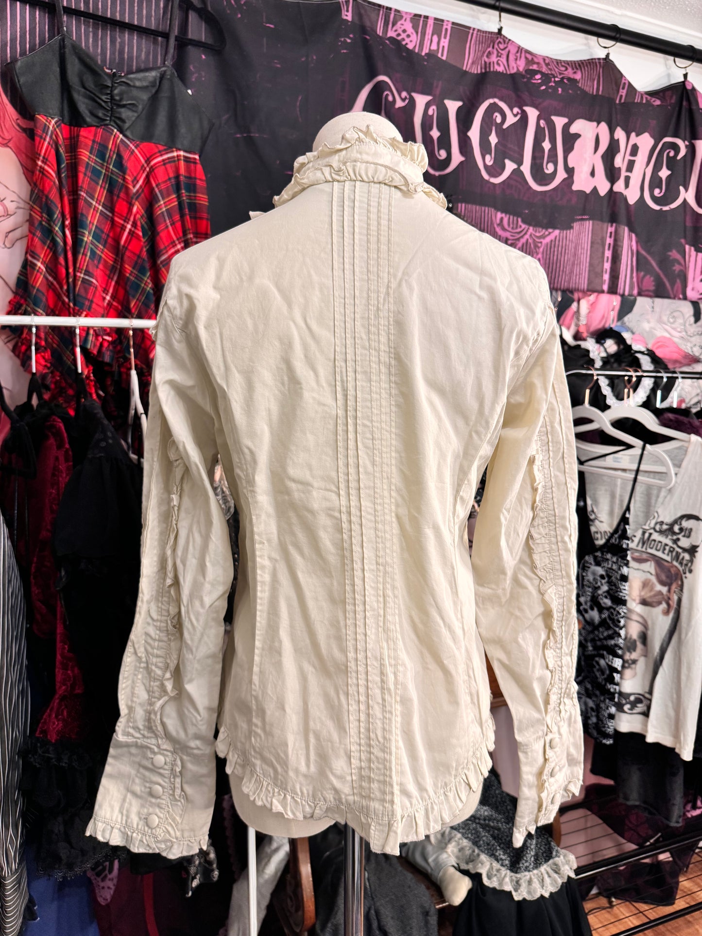 Axes Femme Ruffle Button-Up Shirt