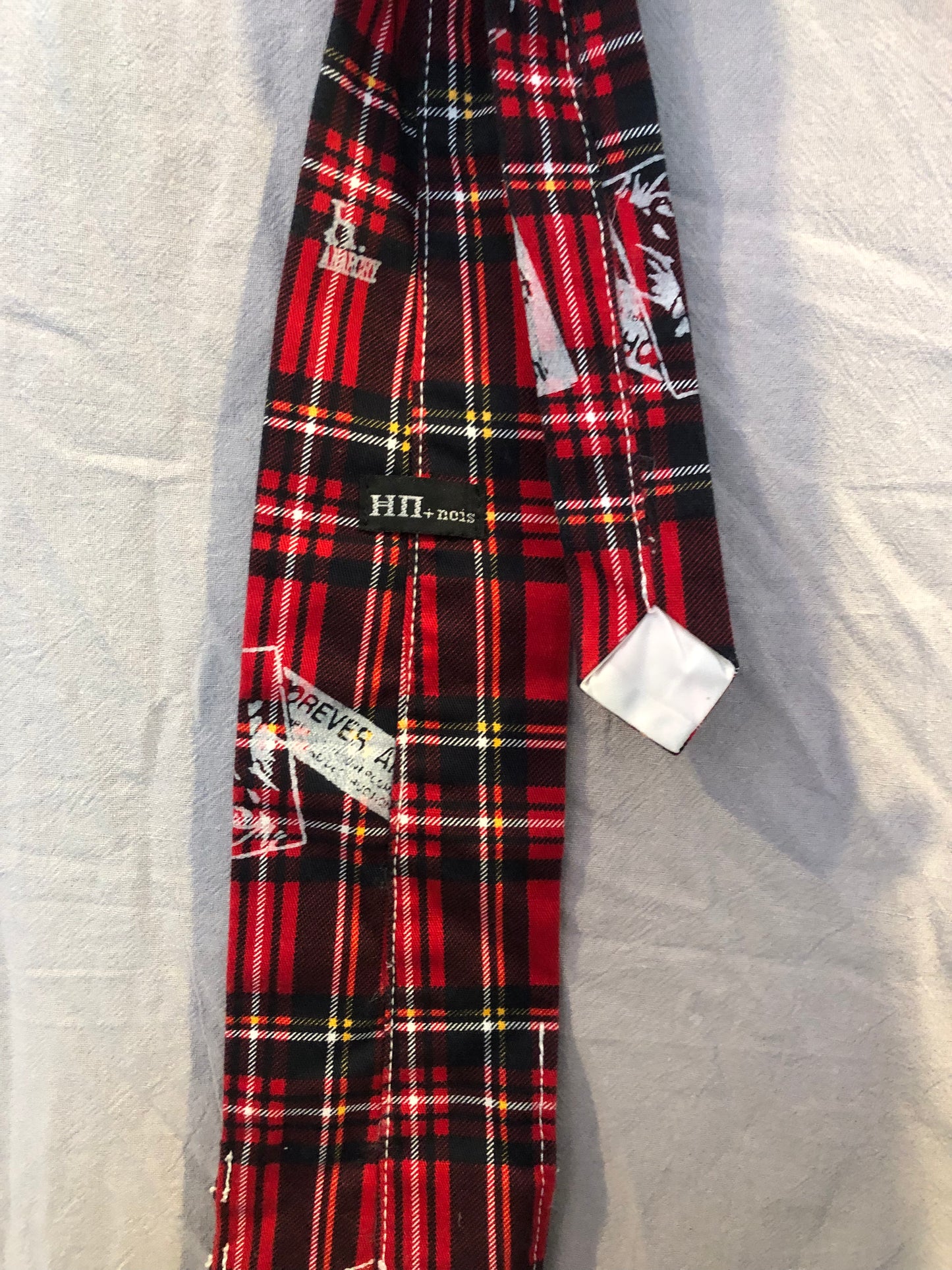 h.Naoto Plaid Skull Print Necktie