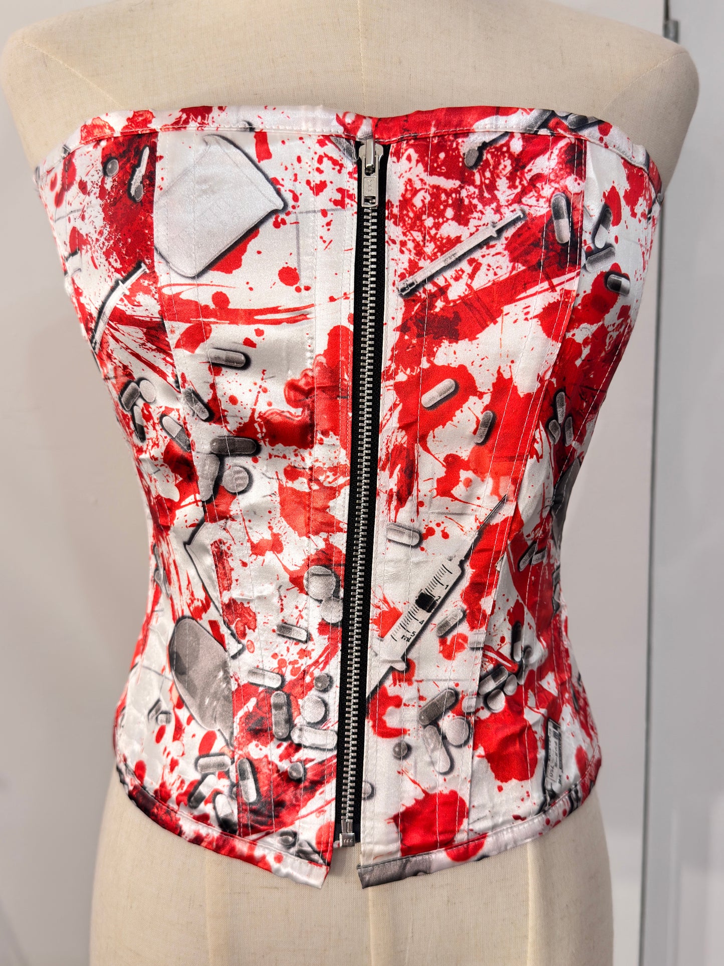 Dangerous Nude Pill and Blood Print Corset