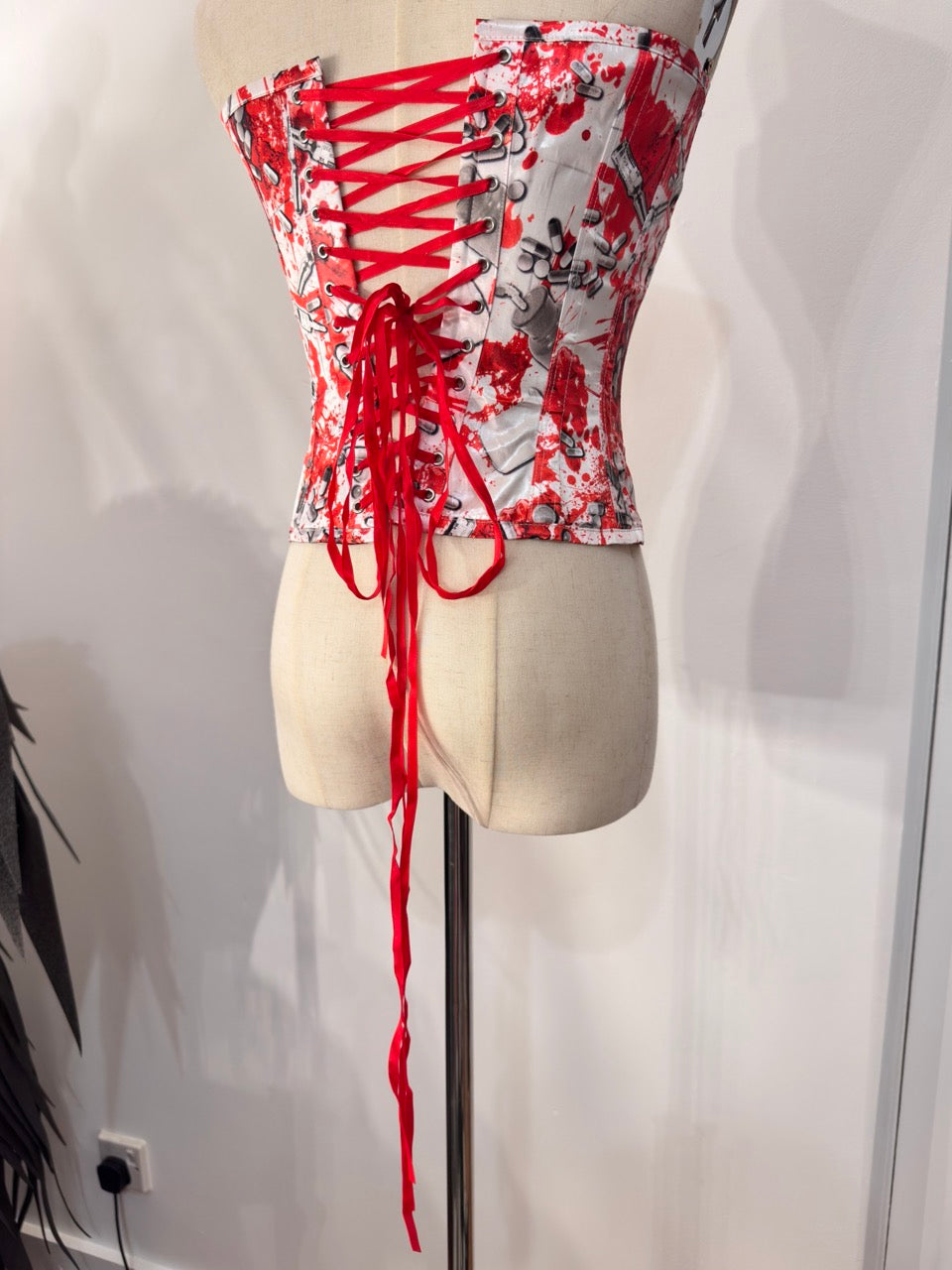 Dangerous Nude Pill and Blood Print Corset