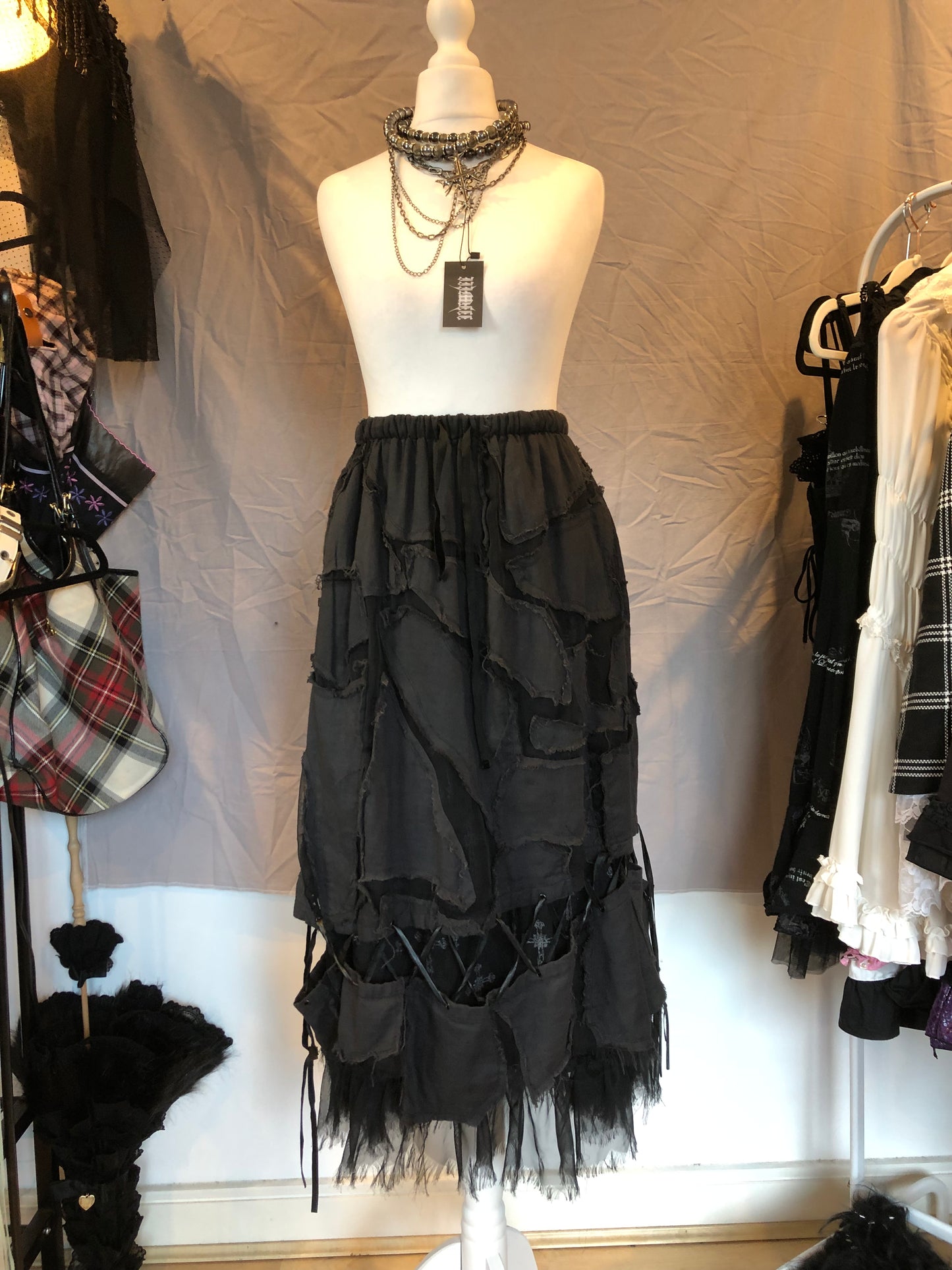 h.Naoto Multi-Layers Destructive Maxi Skirt