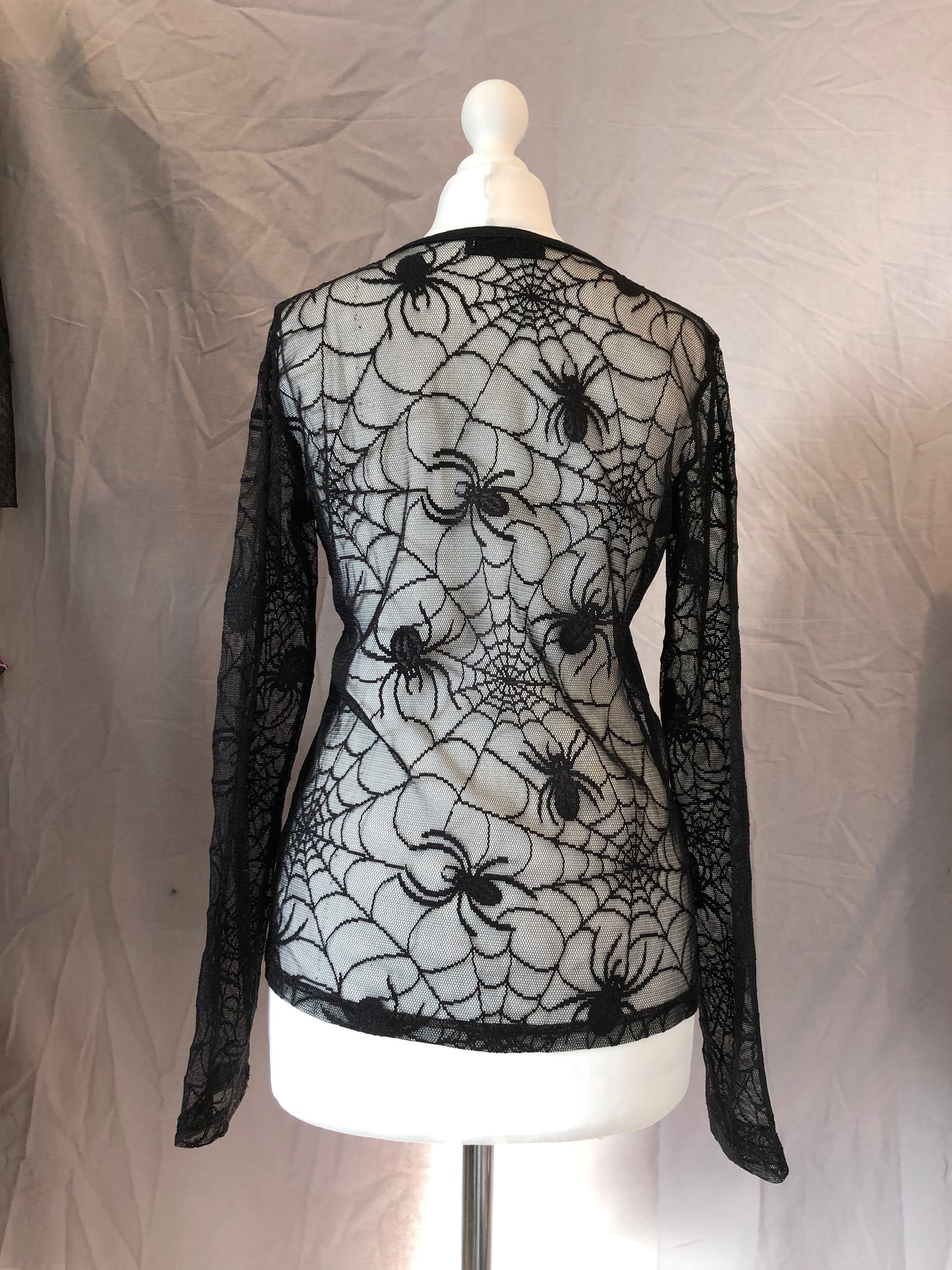 Black Peace Now Spider Web Mesh See-Through Top