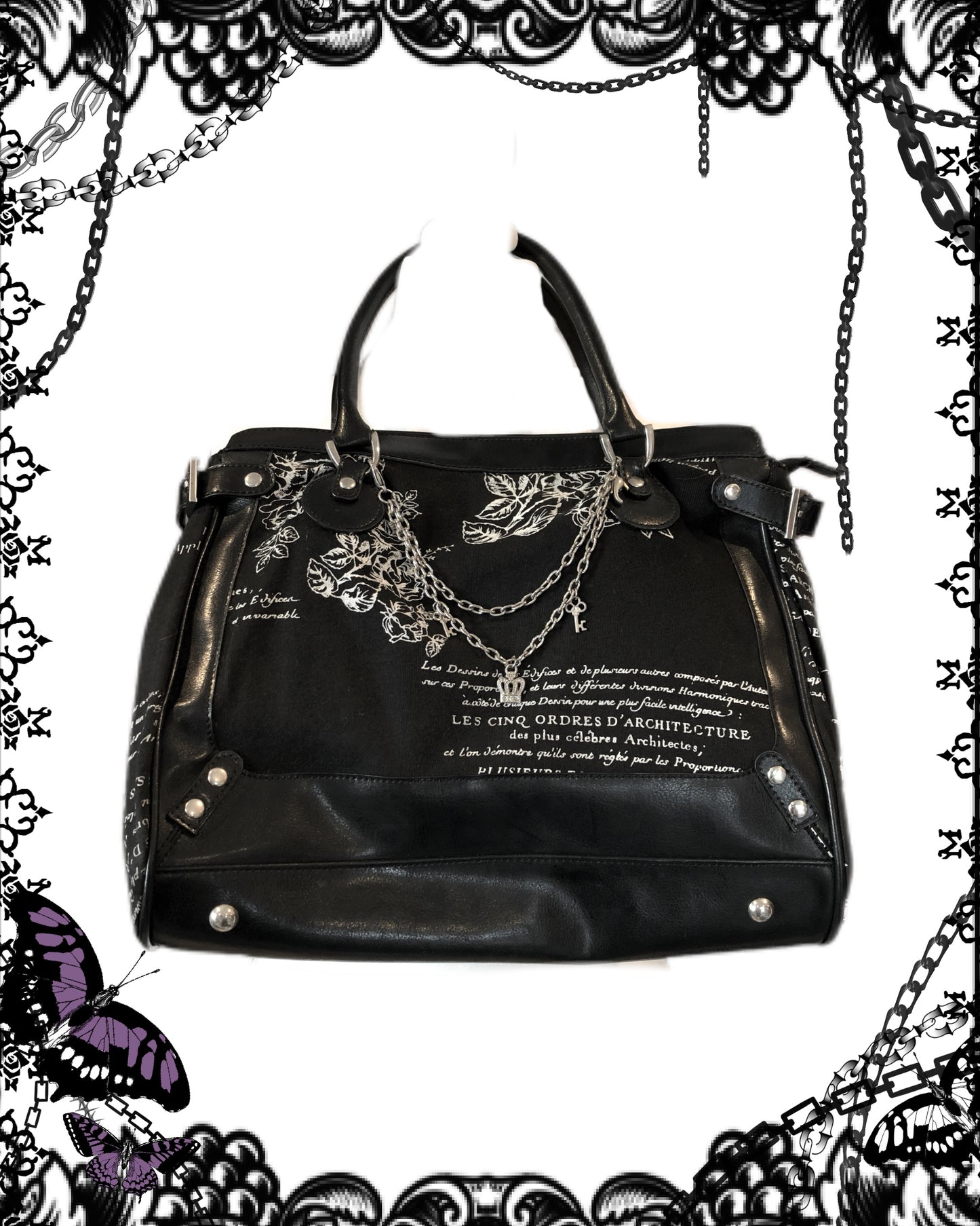 h.Naoto Letter Print Handbag