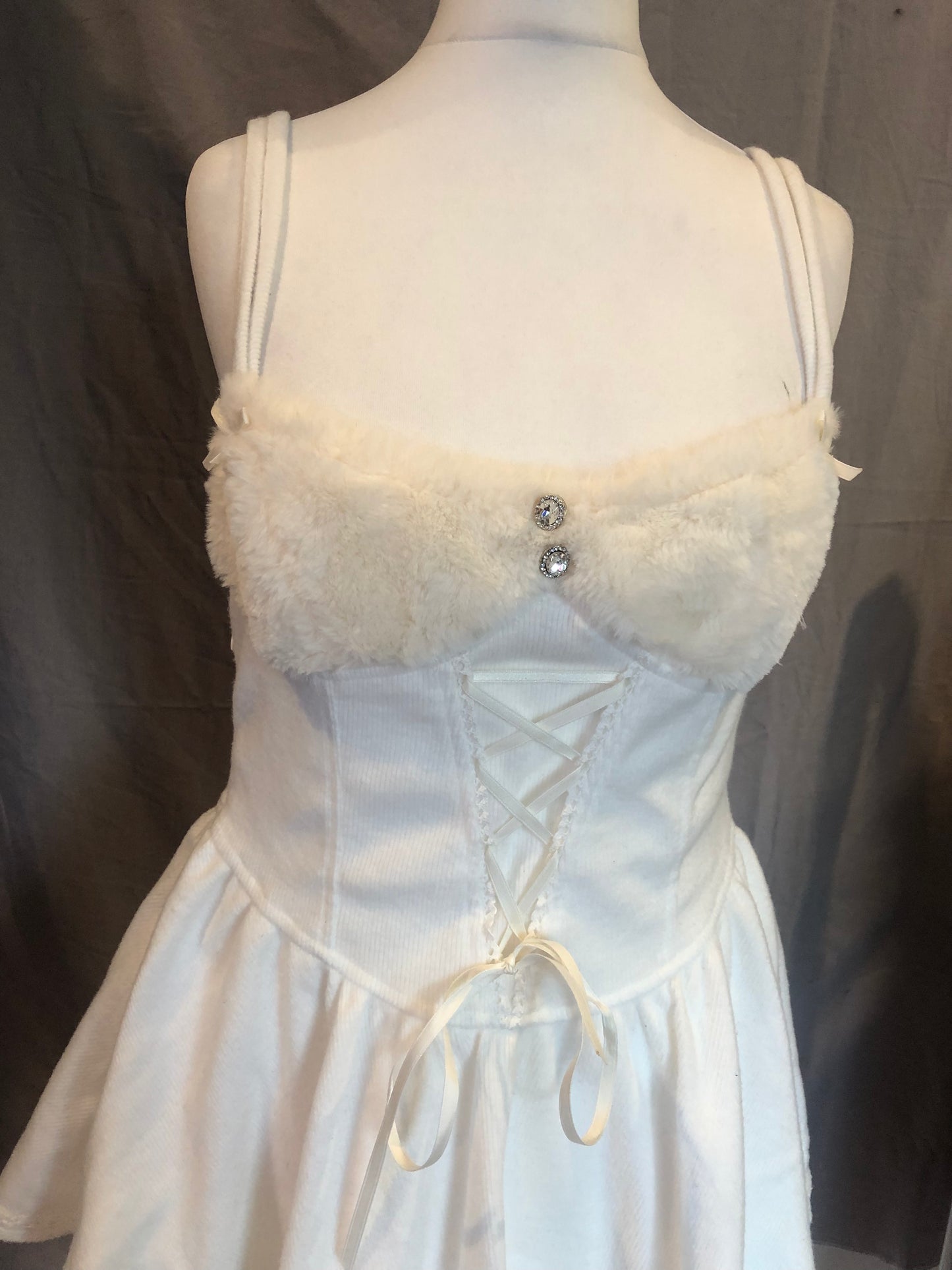 Bon21Hiz Fleece Ruffle Tank Top Dress