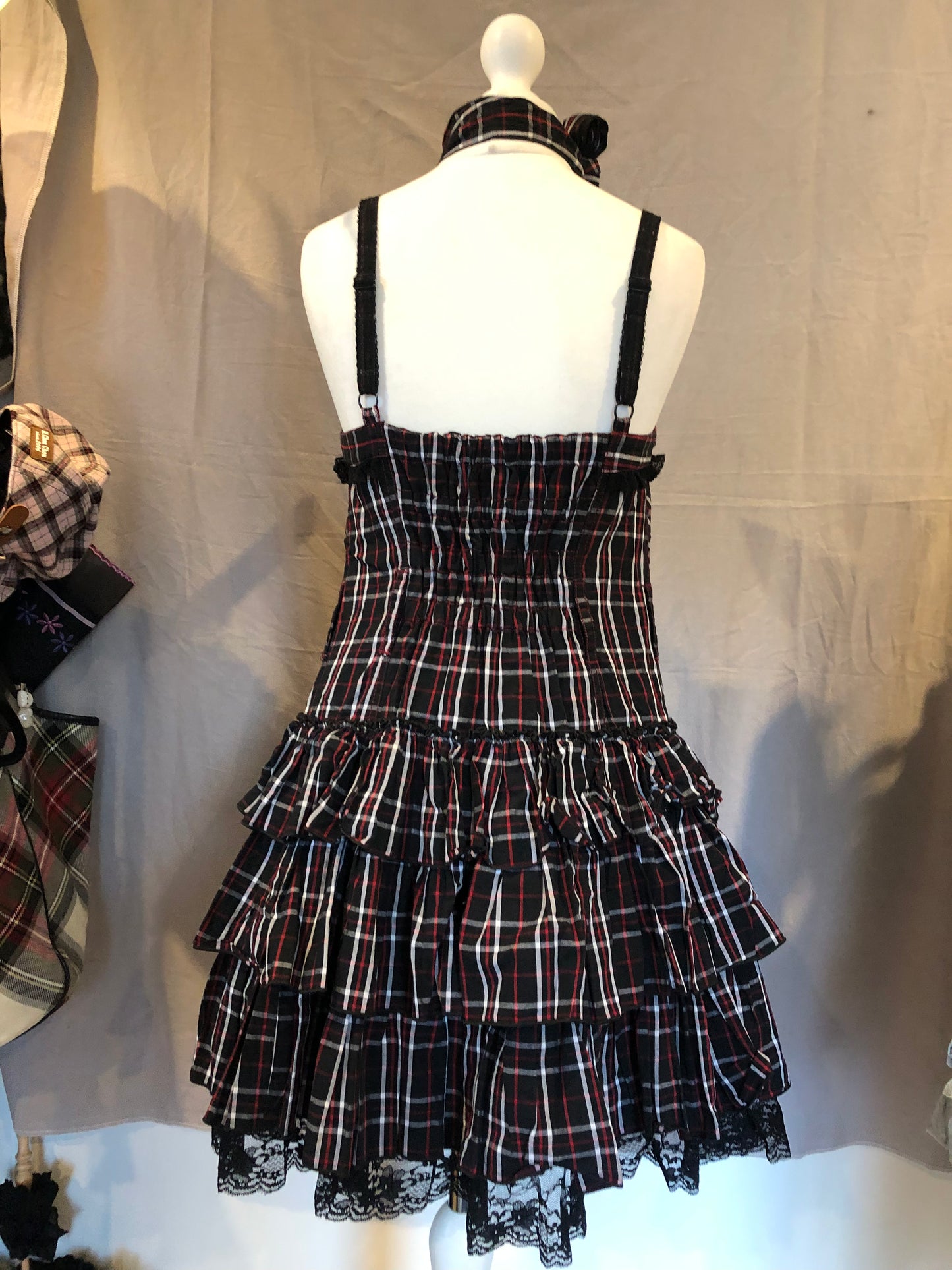 Algonquins Plaid Ruffle Tank Top Dress