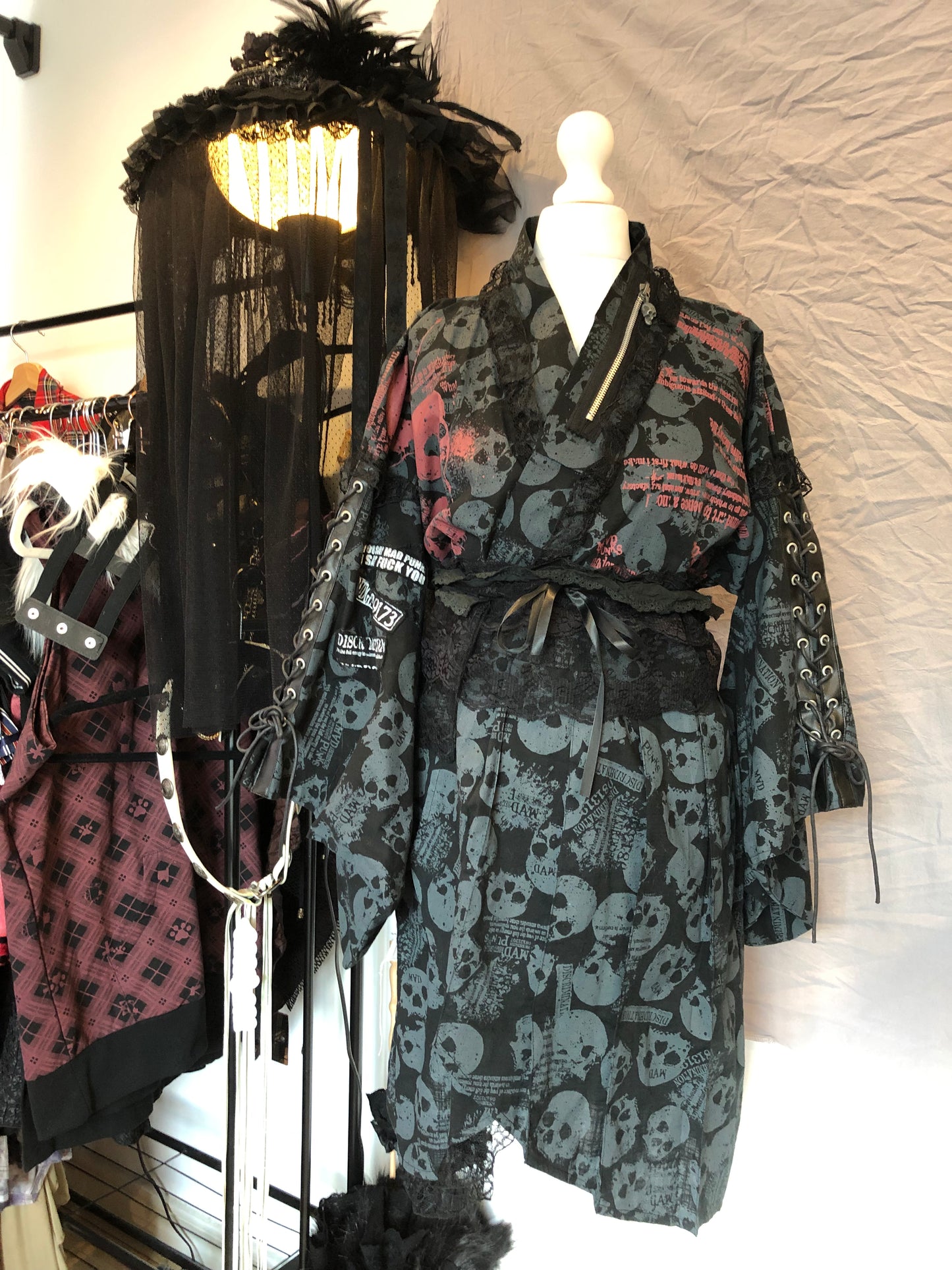 Mad Punks Skull Print Yukata