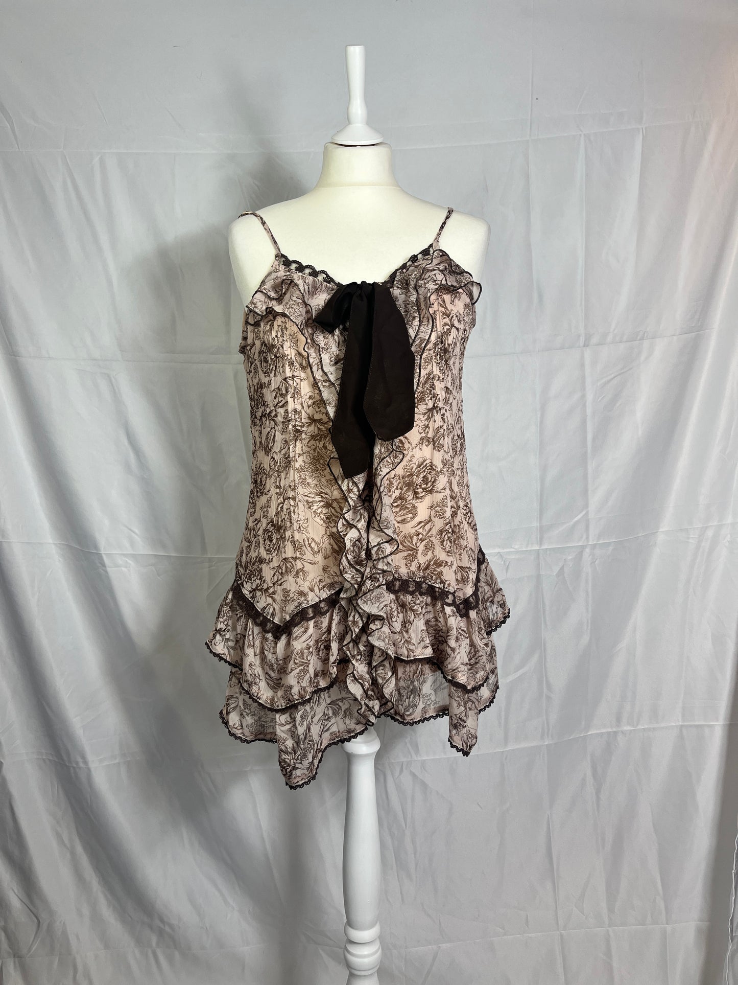 Axes Femme Floral Print Tank Top Ruffle Dress