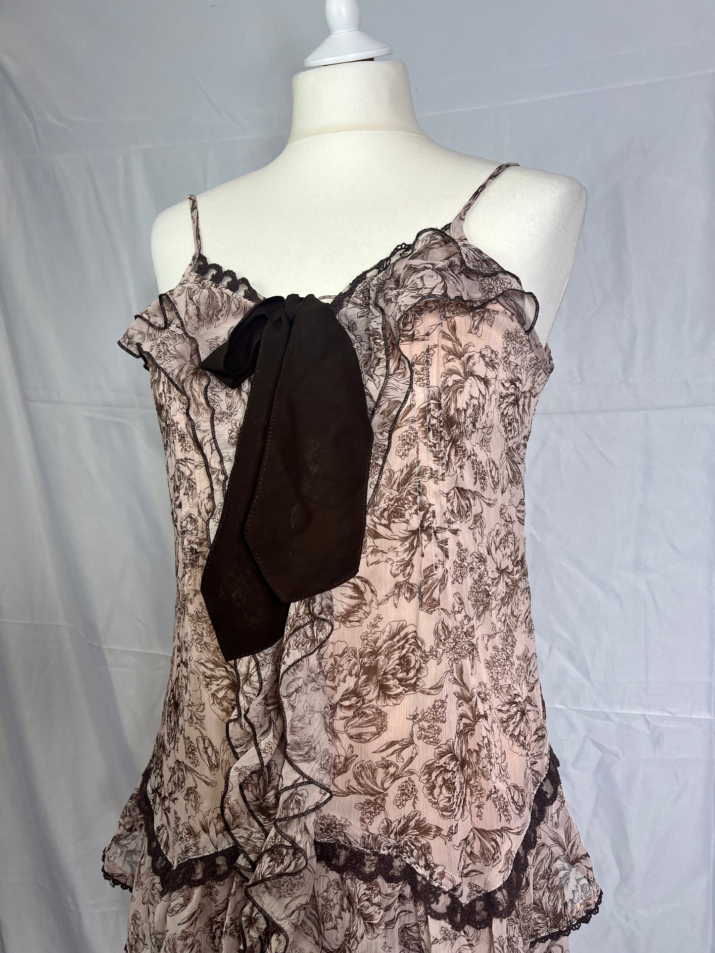 Axes Femme Floral Print Tank Top Ruffle Dress