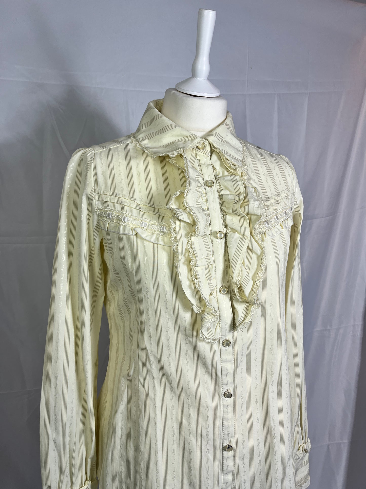 Axes Femme Ruffle Bib Stripe Blouse