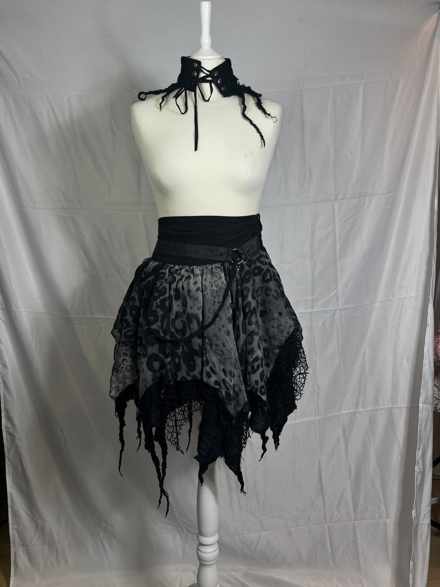 Sexpot Revenge Black Leopard Print Multi Layers Skirt with Legcuffs