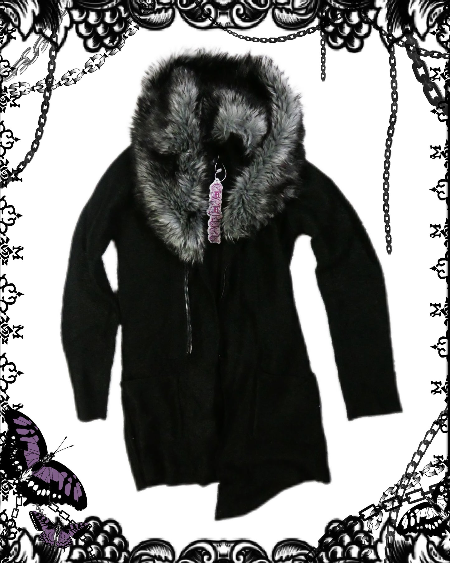Burnings-Sho Fur Collar Cardigan