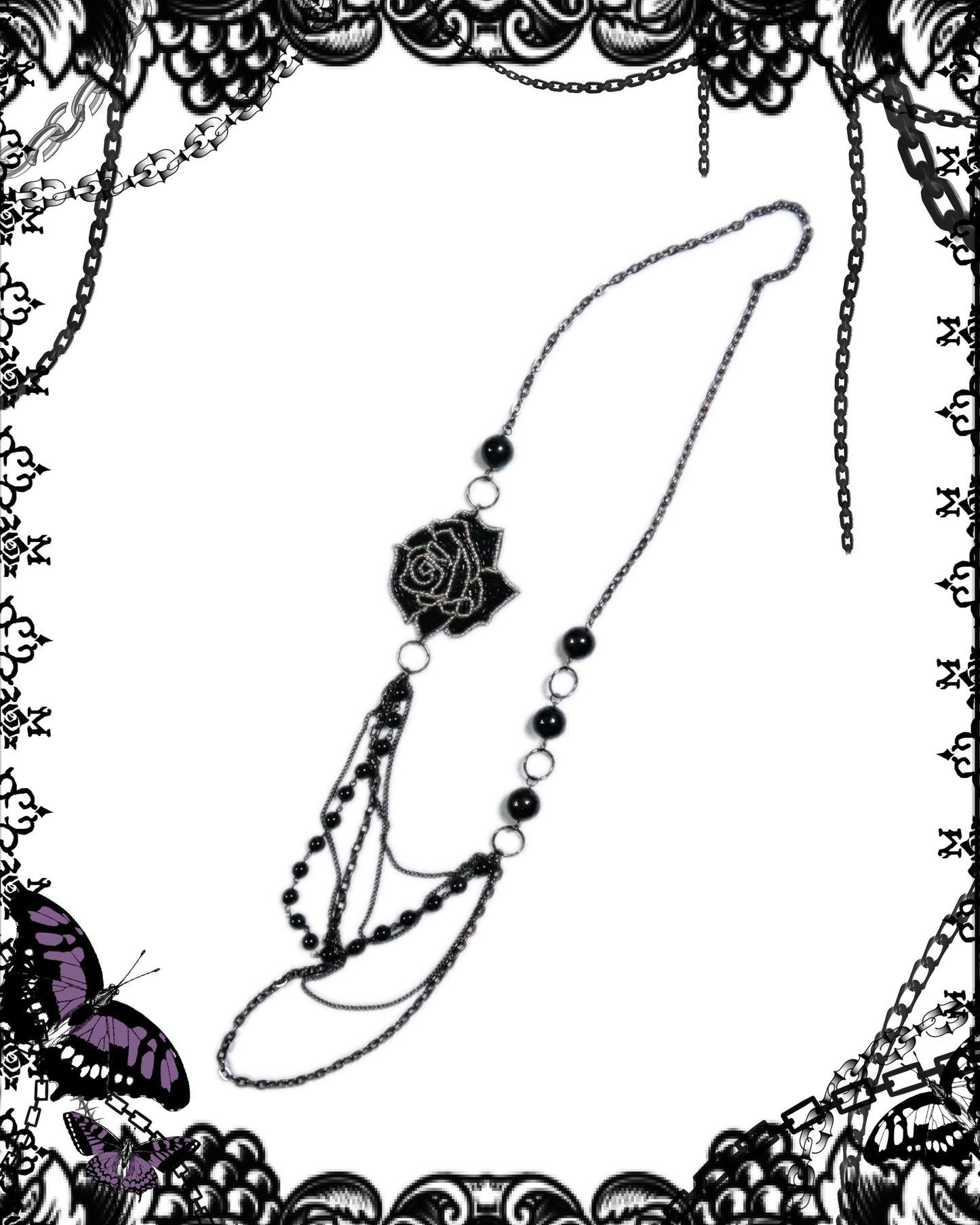 Black Peace Now Rose Layer Necklace