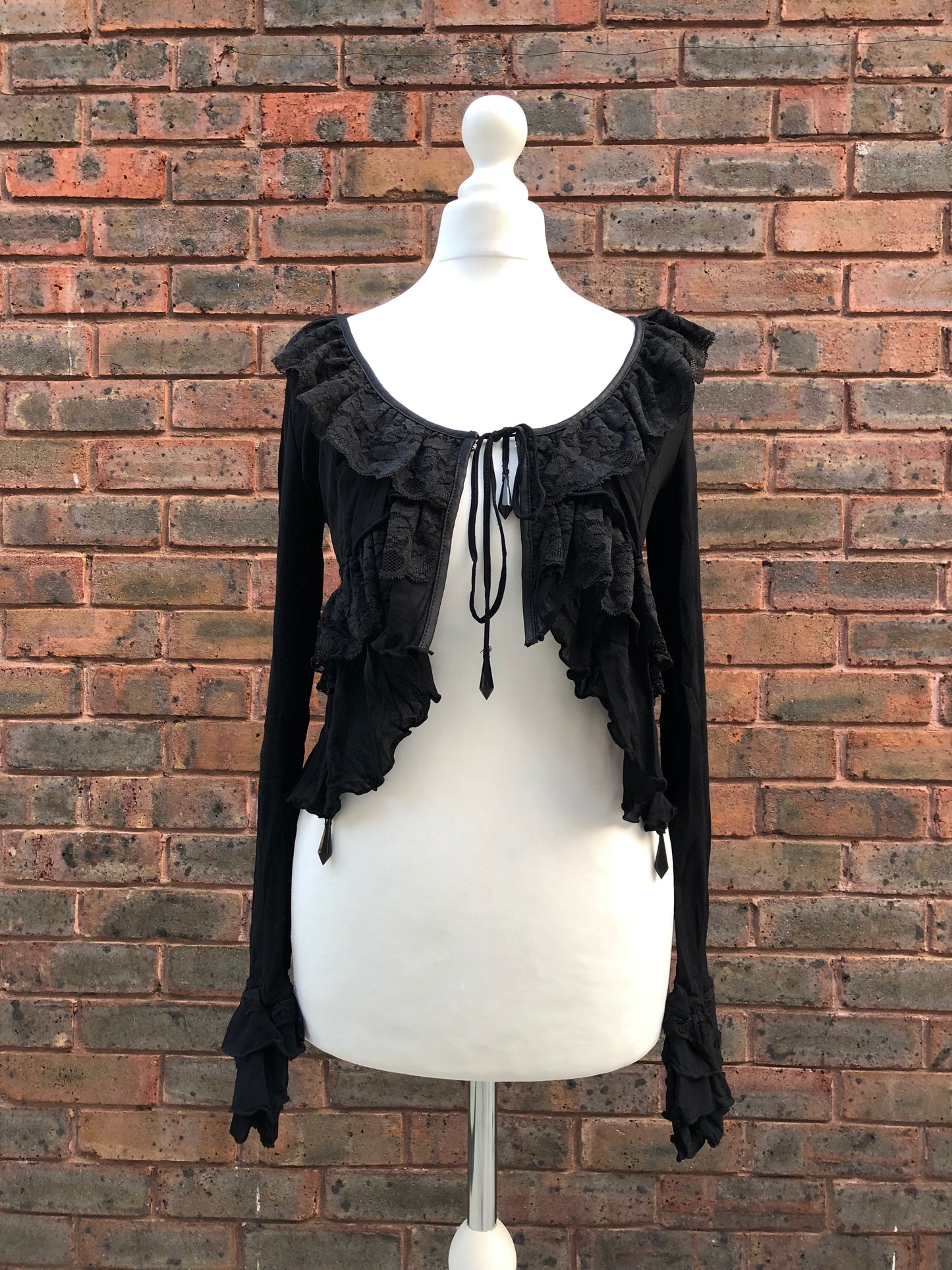 OZZ ON Black Ruffle Blouse