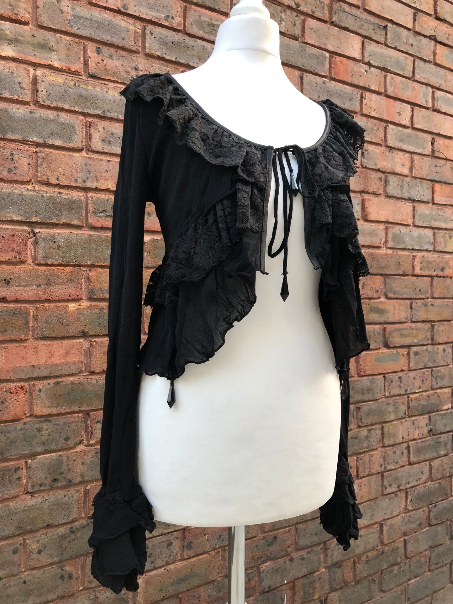 OZZ ON Black Ruffle Blouse