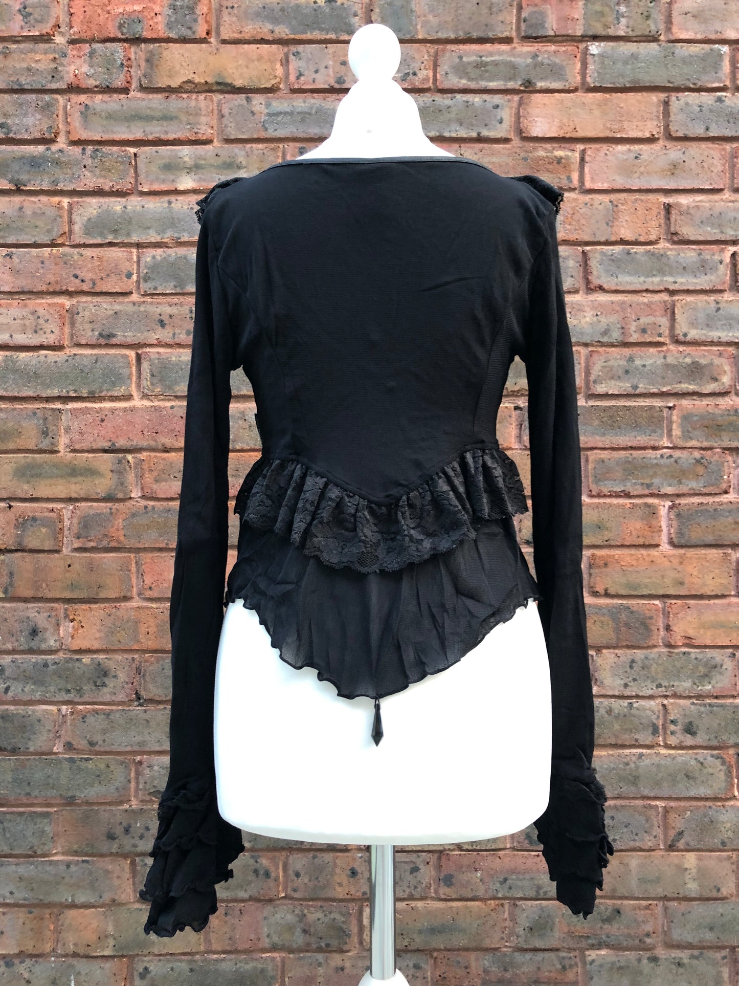OZZ ON Black Ruffle Blouse