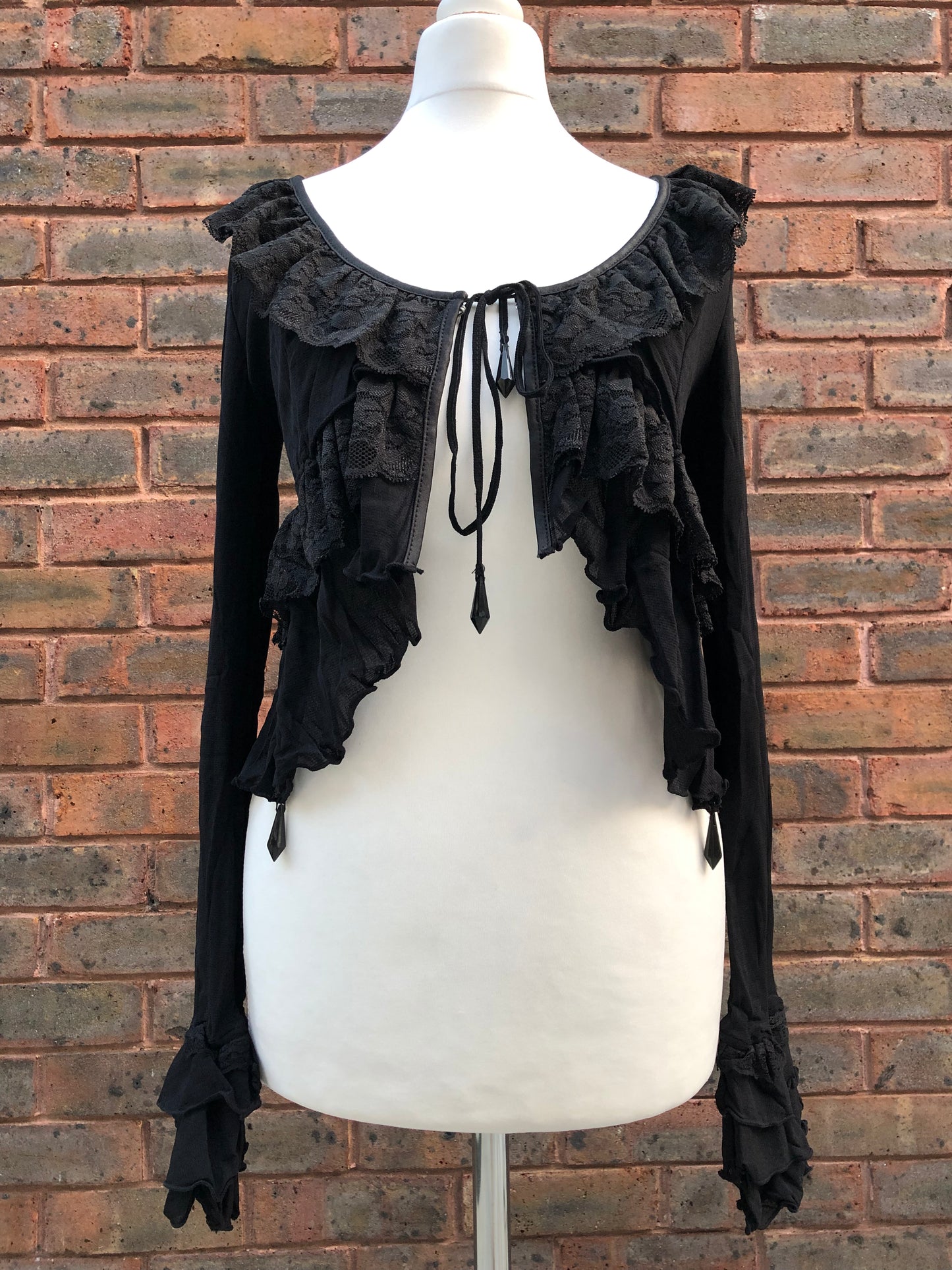 OZZ ON Black Ruffle Blouse